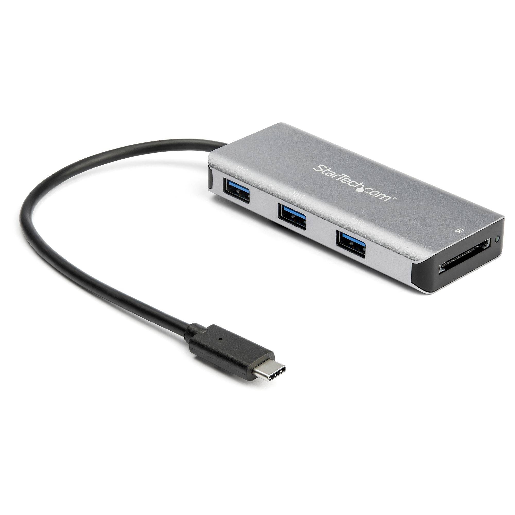 Rca Informatique - image du produit : 3-PORT USB-C HUB WITH SD CARD READER-10GB - 3X USB-A 1X USB-C