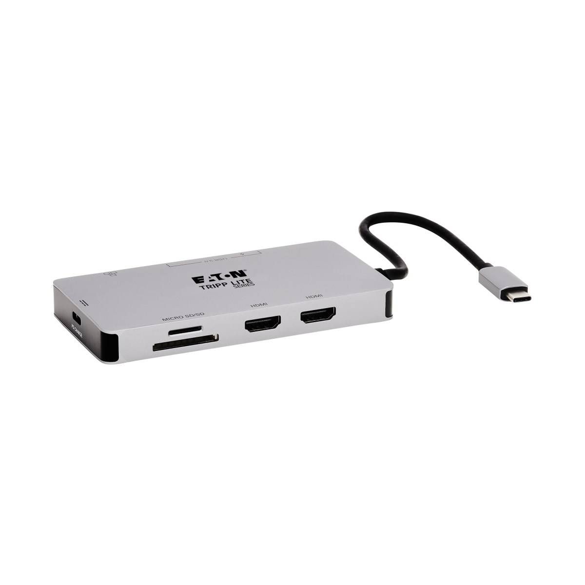 Rca Informatique - Image du produit : USB-C DOCK DUAL DSPLY 4K HDMI USB-A HUB GBE MEM CRD 100W PD CH