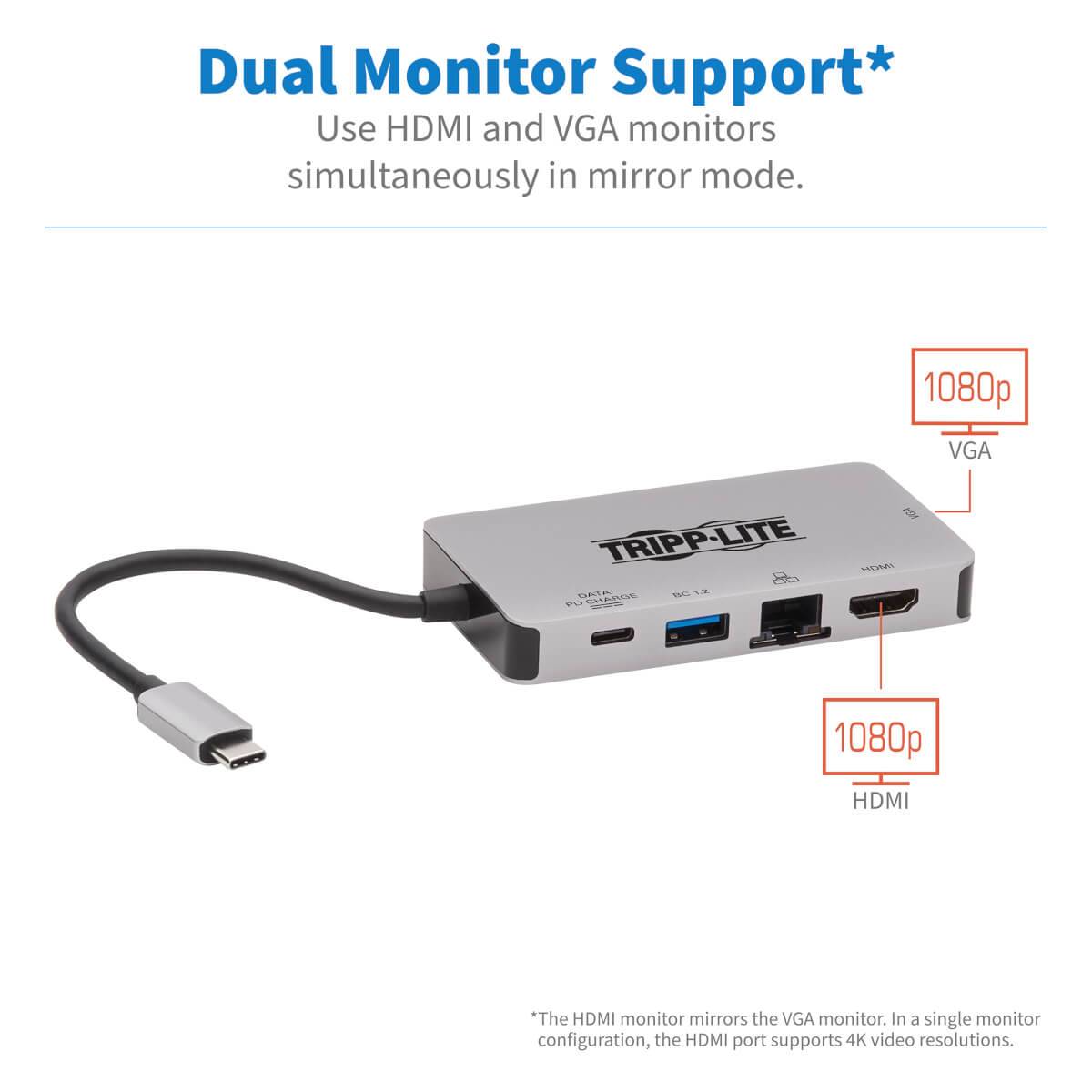 Rca Informatique - image du produit : USB-C PRT DOCK STATION HDMI 4K VGA USB-A/USB-C PD CHARG 3.0 GRY