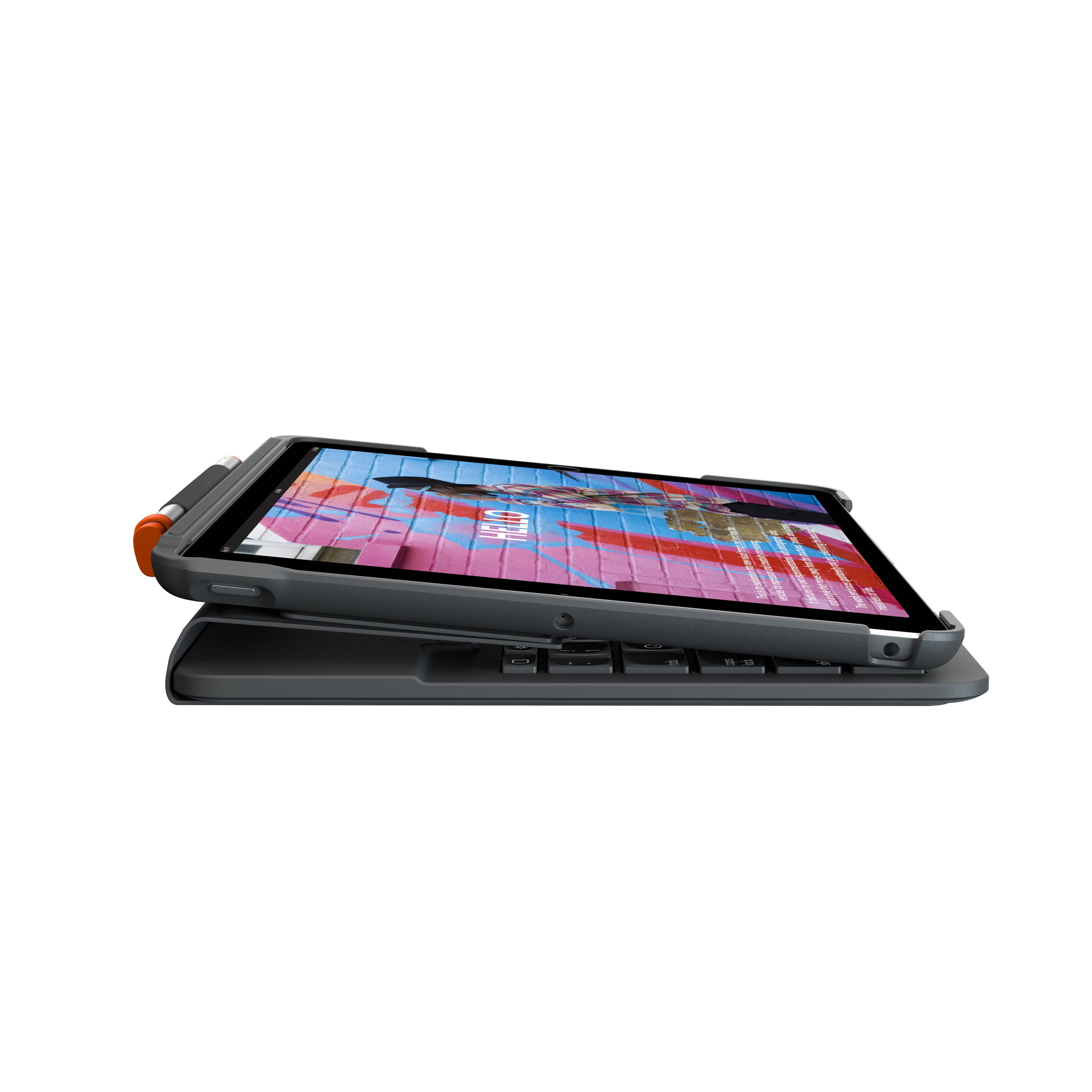 Rca Informatique - image du produit : SLIM FOLIO FOR IPAD (7TH AND 8TH GENERATION) - GRAPHITE - UK