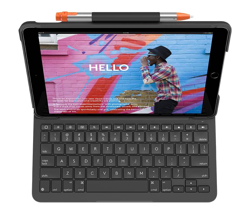 Rca Informatique - image du produit : SLIM FOLIO FOR IPAD (7TH AND 8TH GENERATION) - GRAPHITE - UK