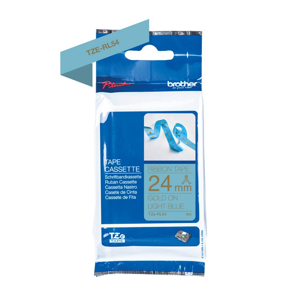 Rca Informatique - image du produit : 24MM GOLD / LIGHT BLUE RIBBON TAPE