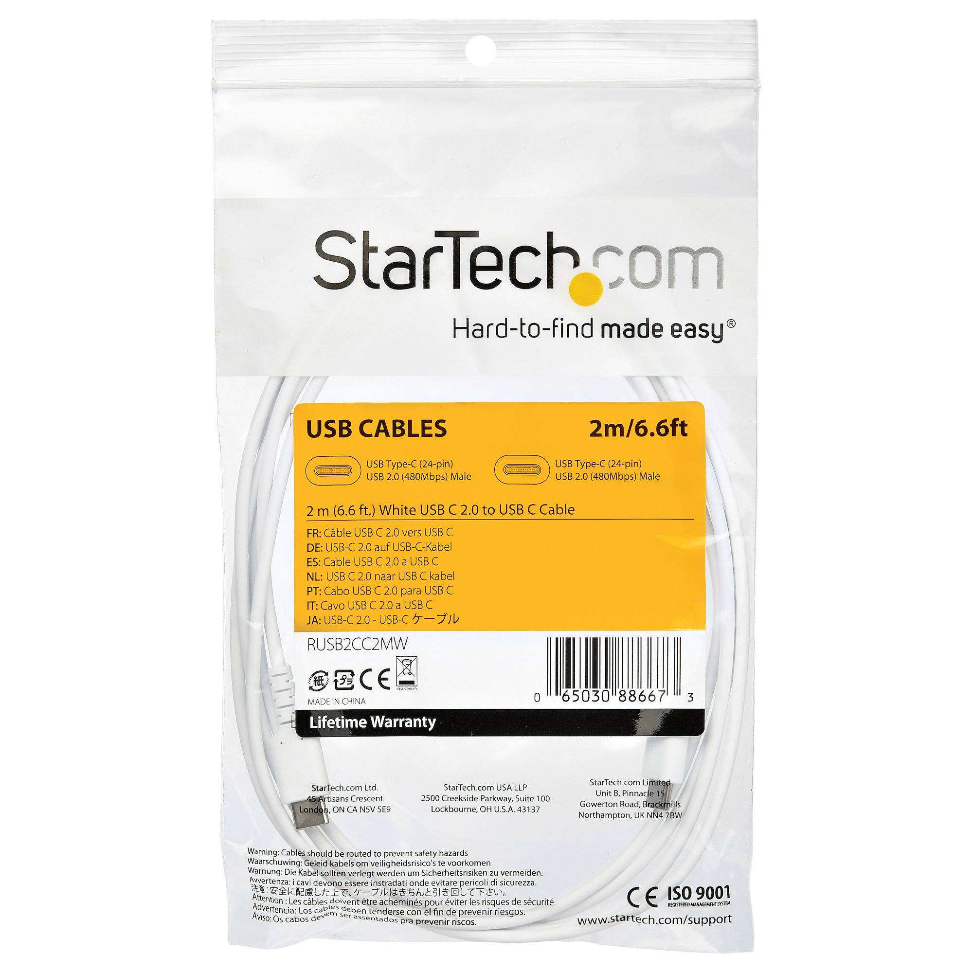 Rca Informatique - image du produit : 2M USB C CABLE WHITE HIGH QUALITY ARAMID FIBER