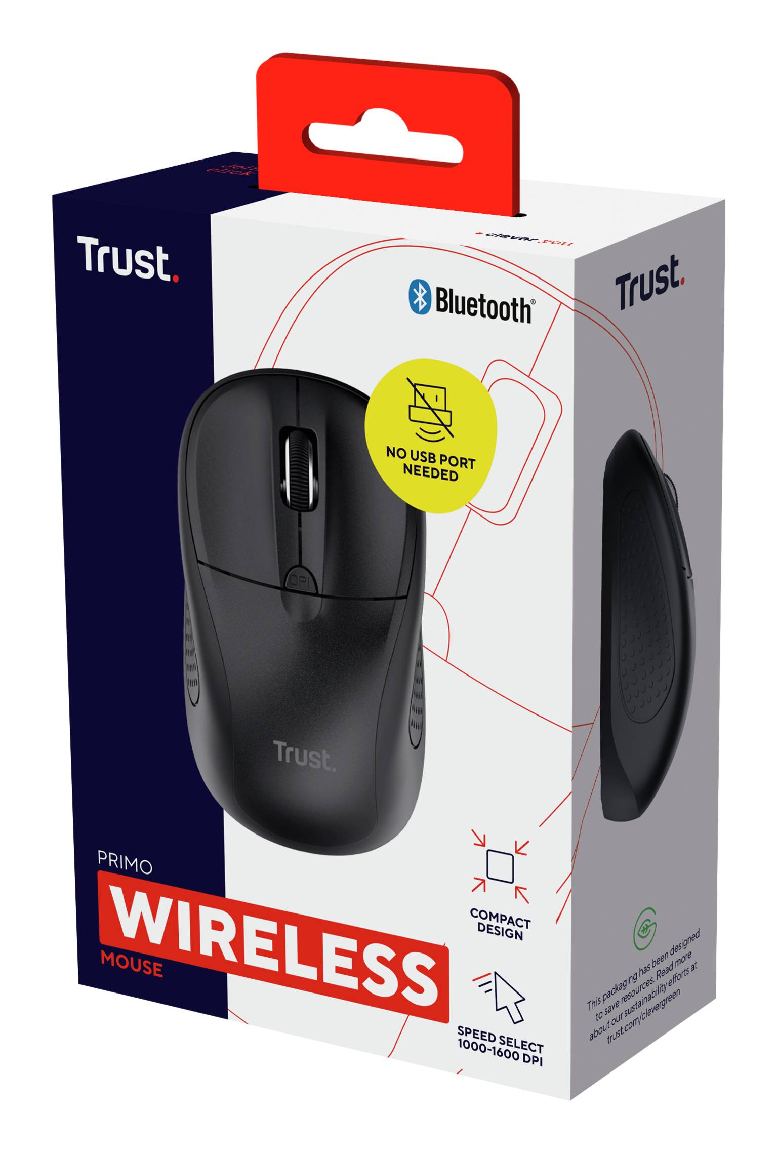 Rca Informatique - image du produit : PRIMO BLUETOOTH COMPACT WIRELESS MOUSE - BLACK