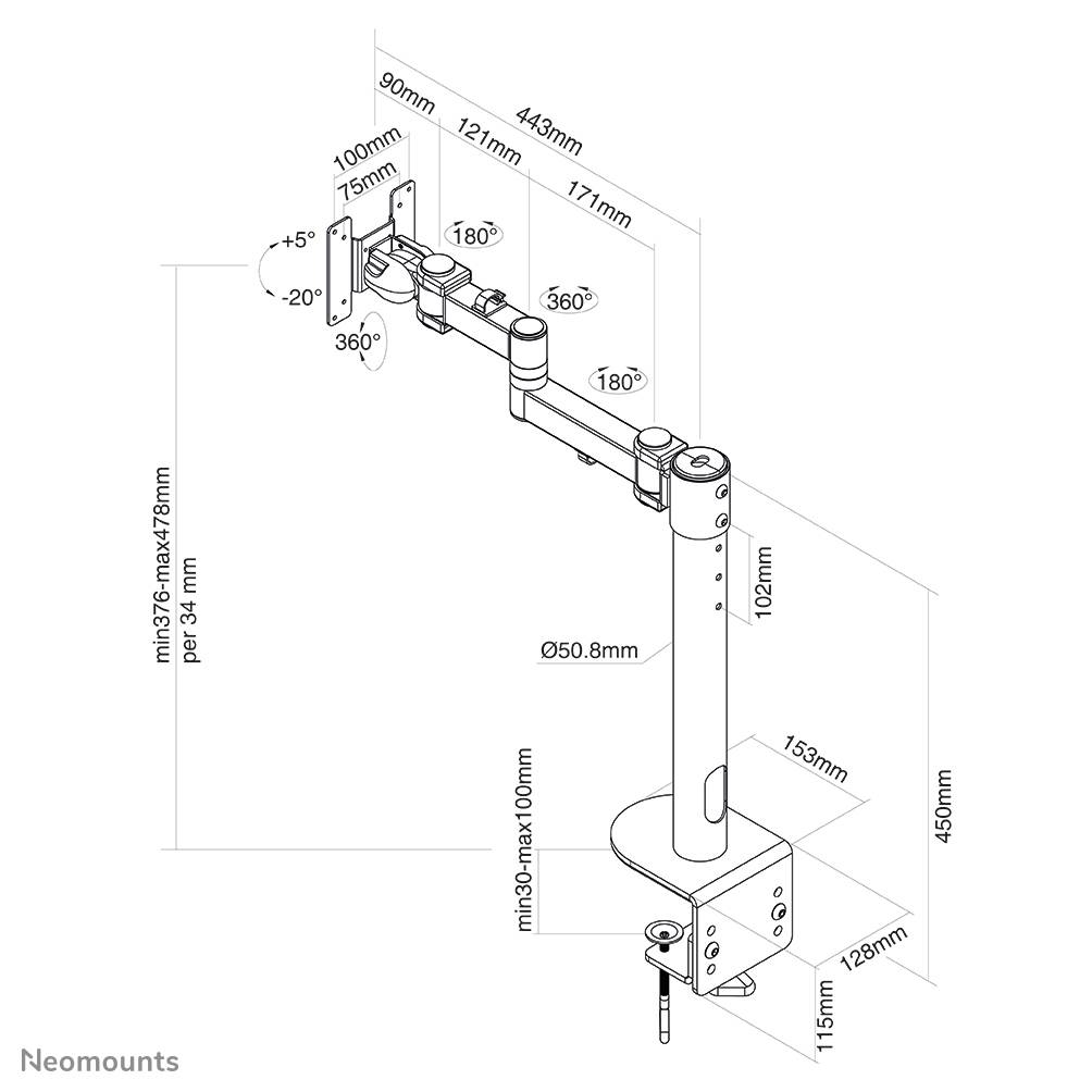 Rca Informatique - image du produit : FLAT SCREEN DESK MOUNT - CLAMP HIGH CAPACITY/BLACK 10-49IN