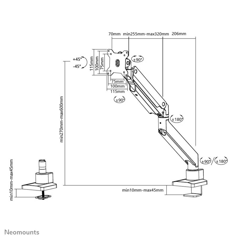 Rca Informatique - image du produit : NEOMOUNTS FLAT SCREEN DESK 10-49IN CLAMP/GROMMET WHITE