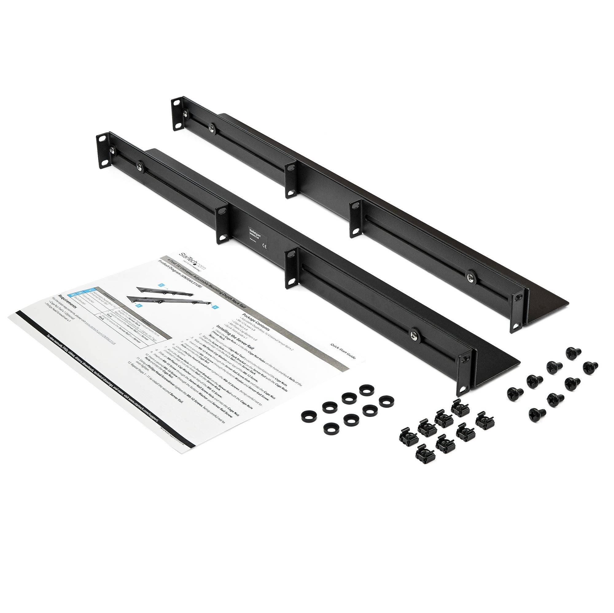 Rca Informatique - image du produit : STARTECH.COM 1U RACK RAILS ADJUSTABLE DEPTH - 4 POST