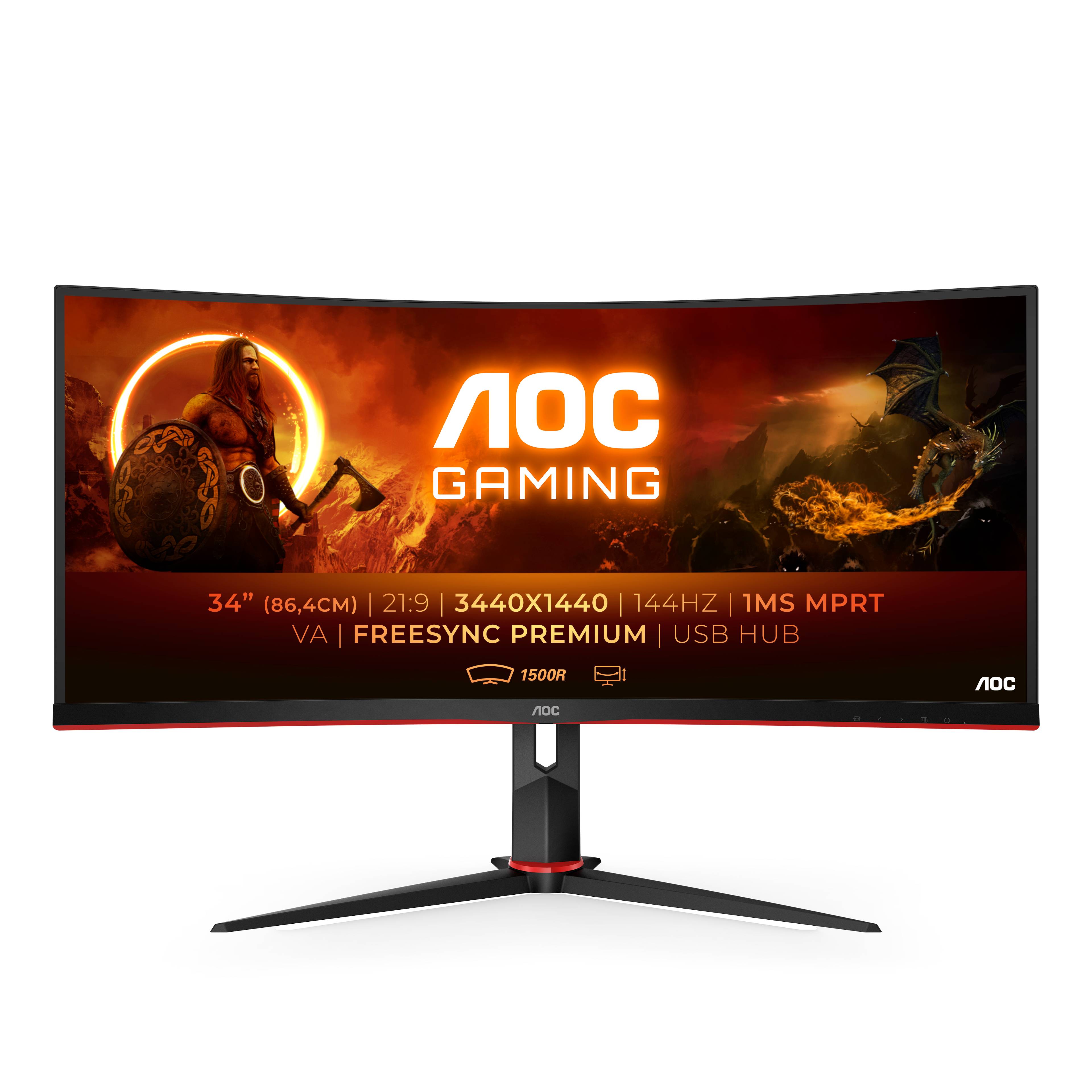 Rca Informatique - image du produit : CU34G2X/BK 34IN CURV VA WQHD 144HZ 300CD/1MS/2HDMI/2DP/4USB/H