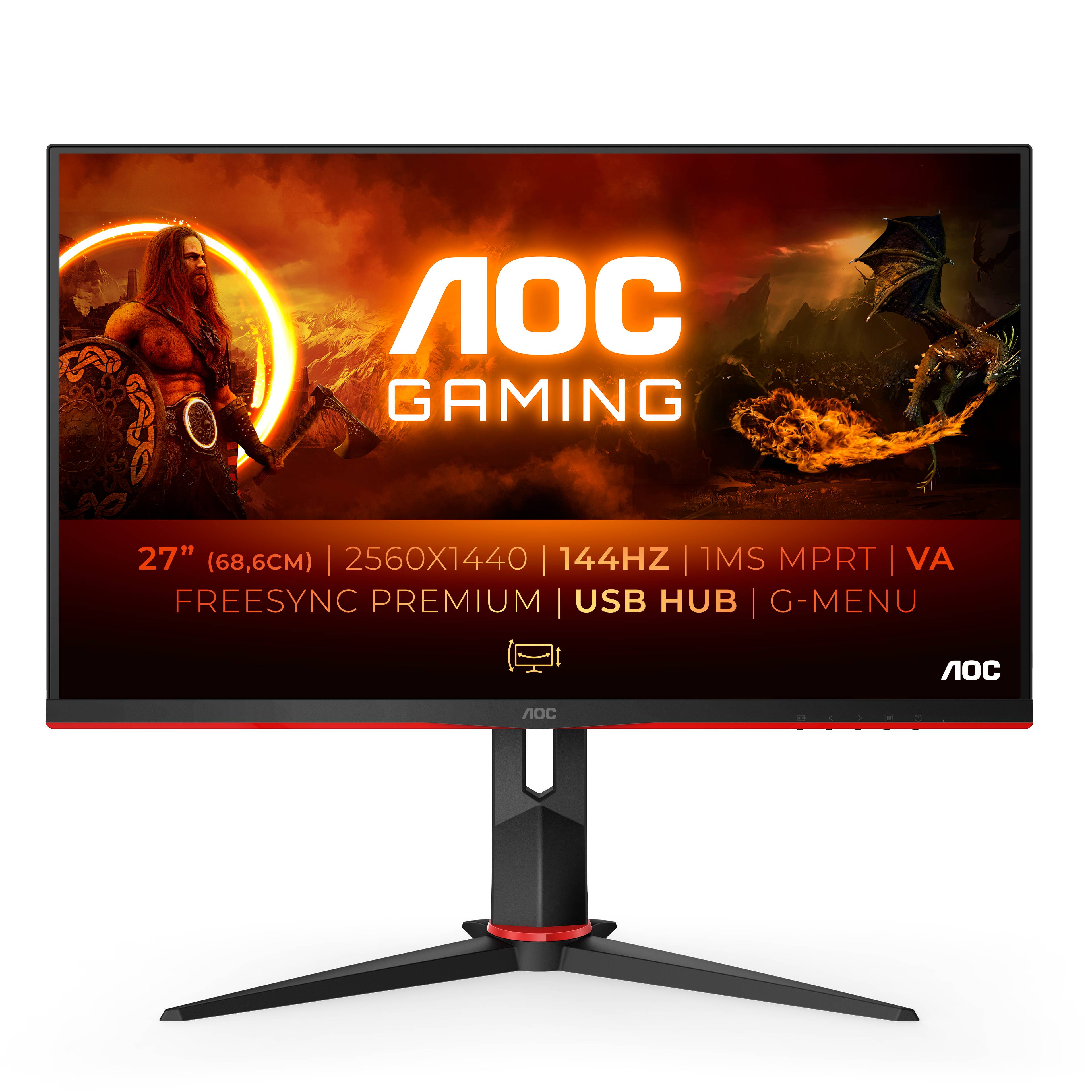 Rca Informatique - image du produit : Q27G2U/BK 27IN VA QHD 144HZ 250CD/5MS/2HDMI/DP/3USB 3.0/HAS