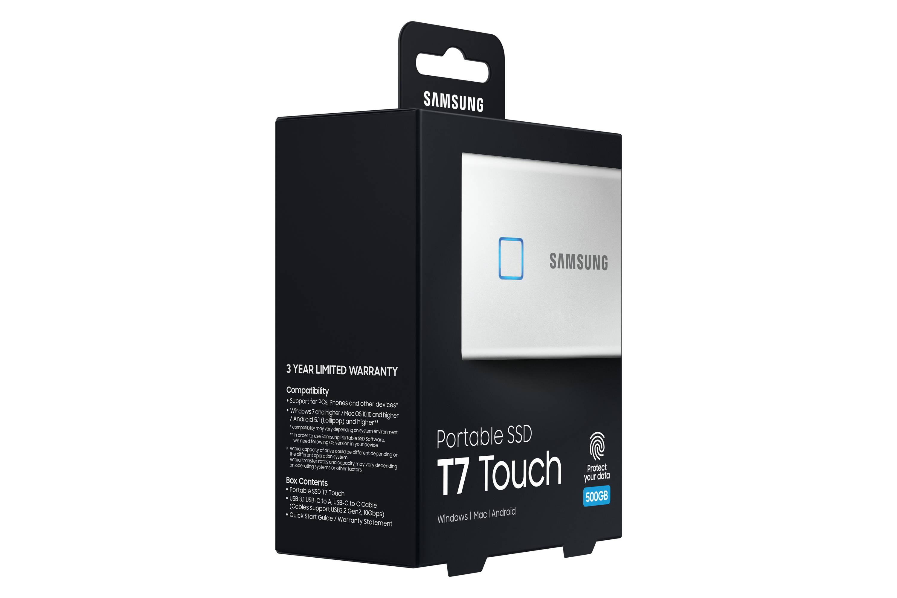 Rca Informatique - image du produit : SSD PORTABLE T7 TOUCH 500GB USB 3.2 GEN. 2 SILVER