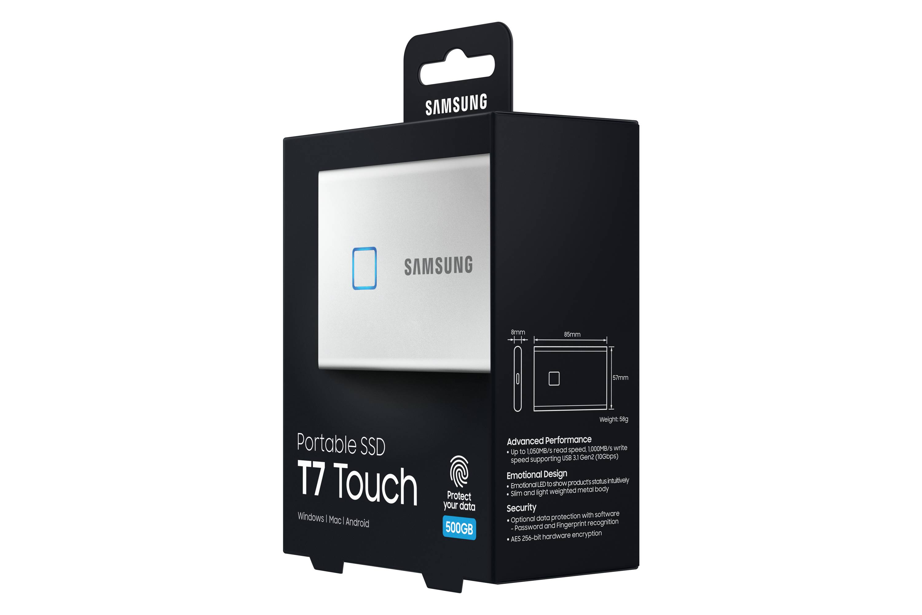 Rca Informatique - image du produit : SSD PORTABLE T7 TOUCH 500GB USB 3.2 GEN. 2 SILVER