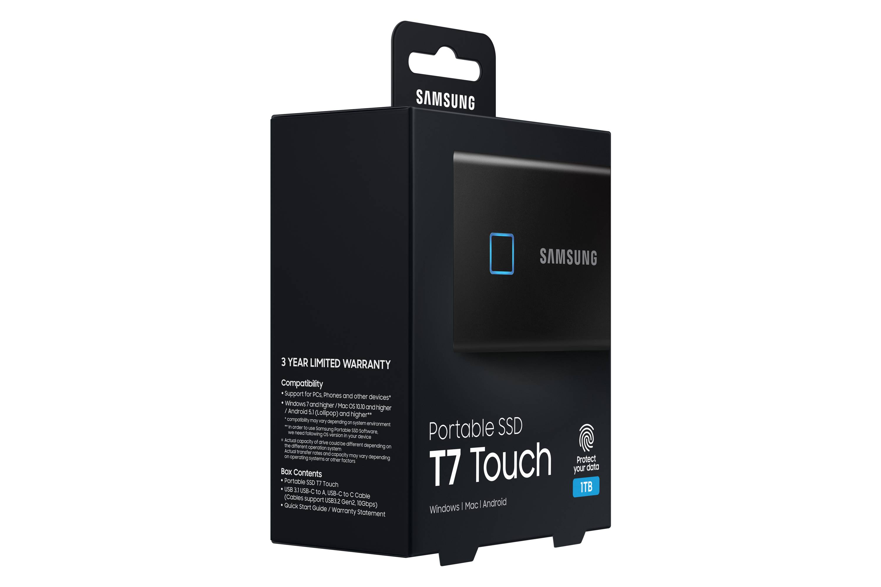 Rca Informatique - image du produit : SSD PORTABLE T7 TOUCH 1TB USB 3.2 GEN. 2 BLACK