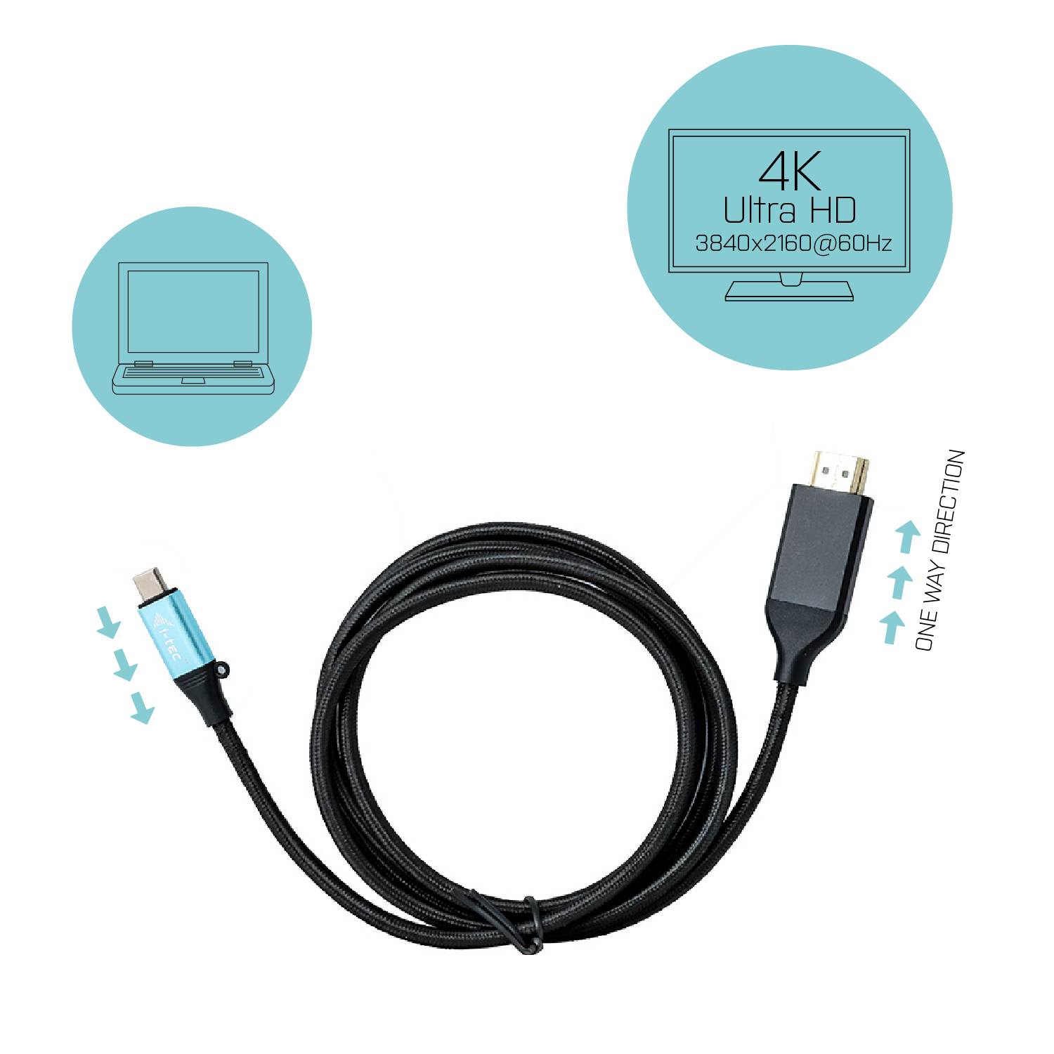 Rca Informatique - image du produit : USB-C HDMI CABLE 4K 2M ADAPTER 4K/60HZ