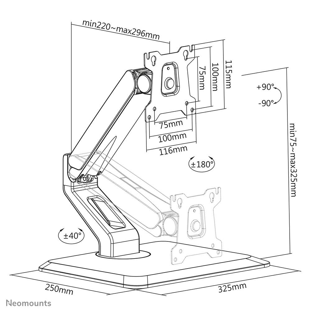 Rca Informatique - image du produit : NEWSTAR FLAT SCREEN DESK MOUNT STAND BLK 15-32IN