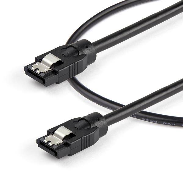 Rca Informatique - image du produit : 0.3 M ROUND SATA CABLE - 6GBS SATA CORD - LATCHING CONNECTORS