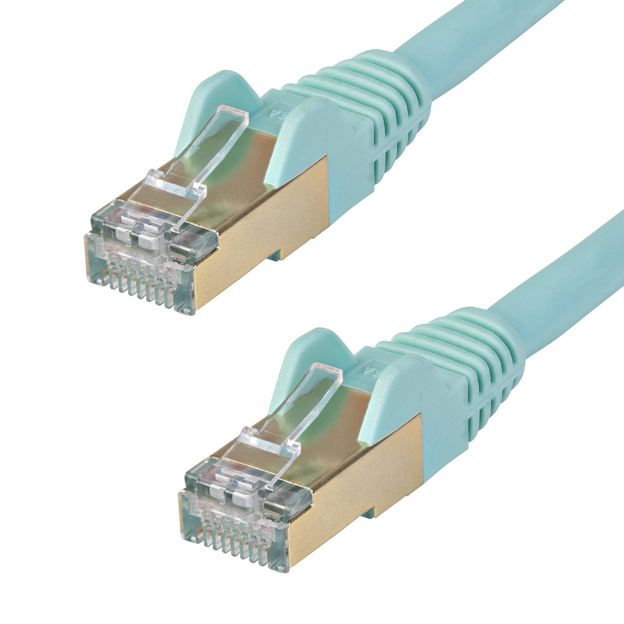 Rca Informatique - image du produit : 1.5 M CAT6A CABLE - AQUA SNAGLESS - SHIELDED COPPER WIRE