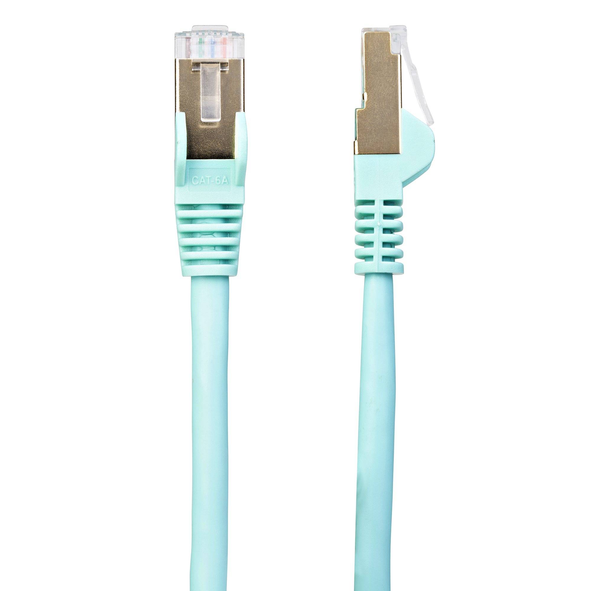 Rca Informatique - image du produit : 1.5 M CAT6A CABLE - AQUA SNAGLESS - SHIELDED COPPER WIRE