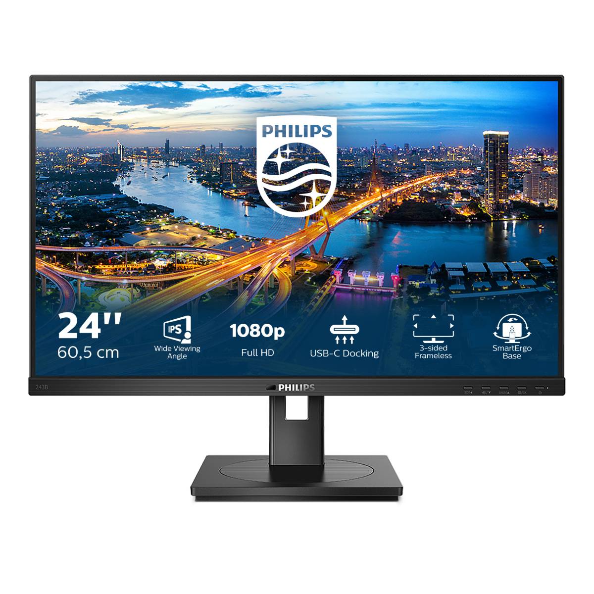 Rca Informatique - Image du produit : 243B1/00 23.8IN IPS FHD 250CD 4MS/HDMI/DP/USB-C/HAS