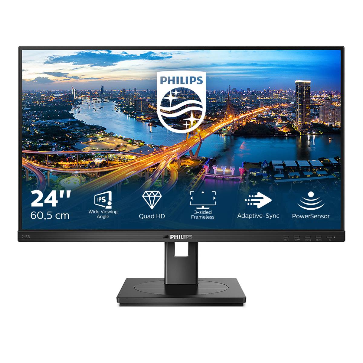 Rca Informatique - Image du produit : 245B1/00 23.8IN IPS QHD 250CD/4MS/HDMI/DP/4USB/USB-B/HAS