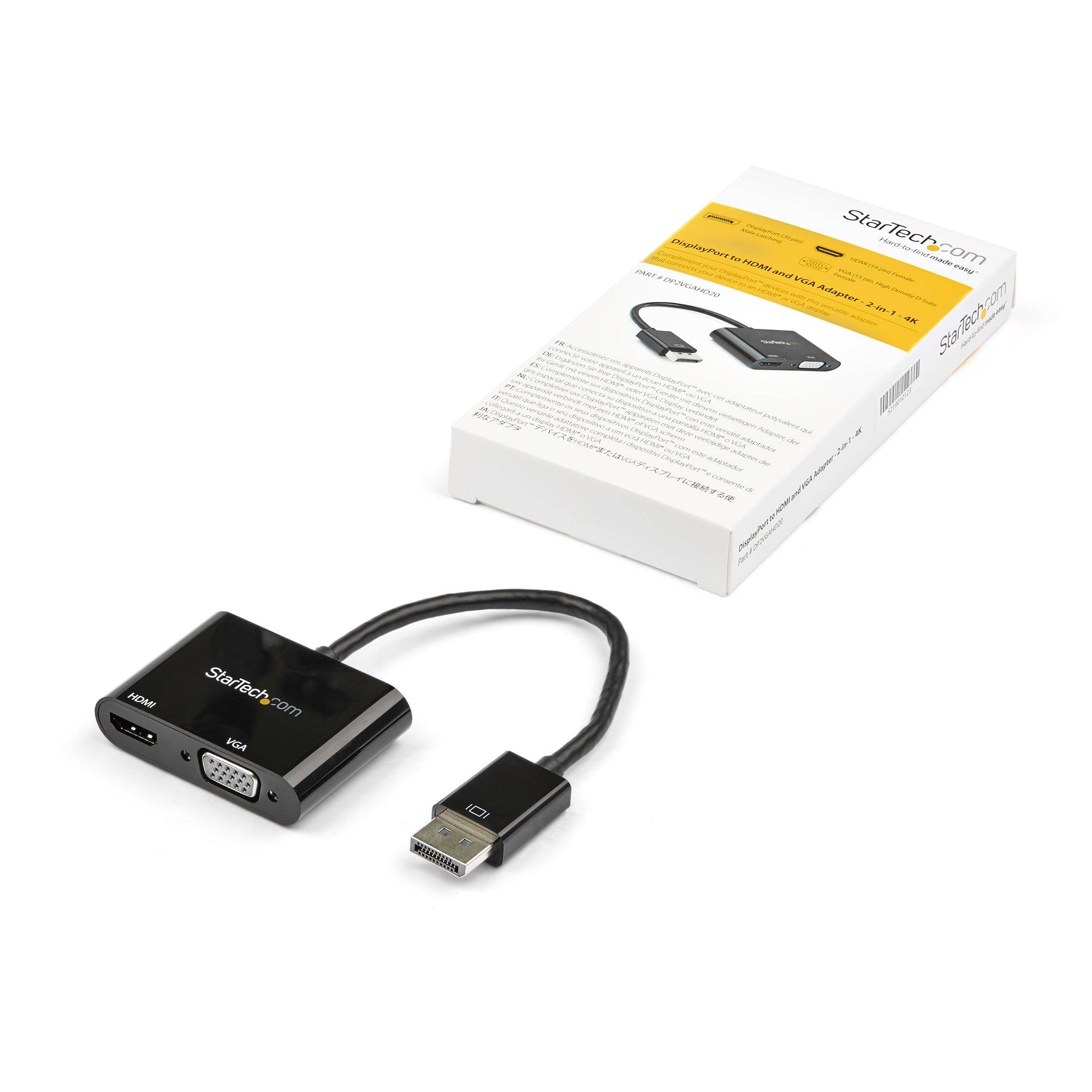 Rca Informatique - image du produit : DISPLAYPORT TO HDMI VGA ADAPTER 4K 60HZ - FOR MAC AND WINDOWS