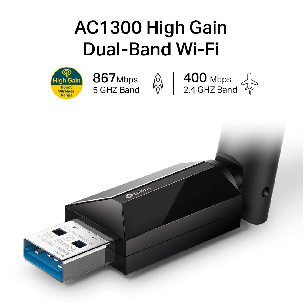 Rca Informatique - image du produit : WI-FI AC1300 USB ADAPTER DUAL BAND EXTERNAL ANTENNA