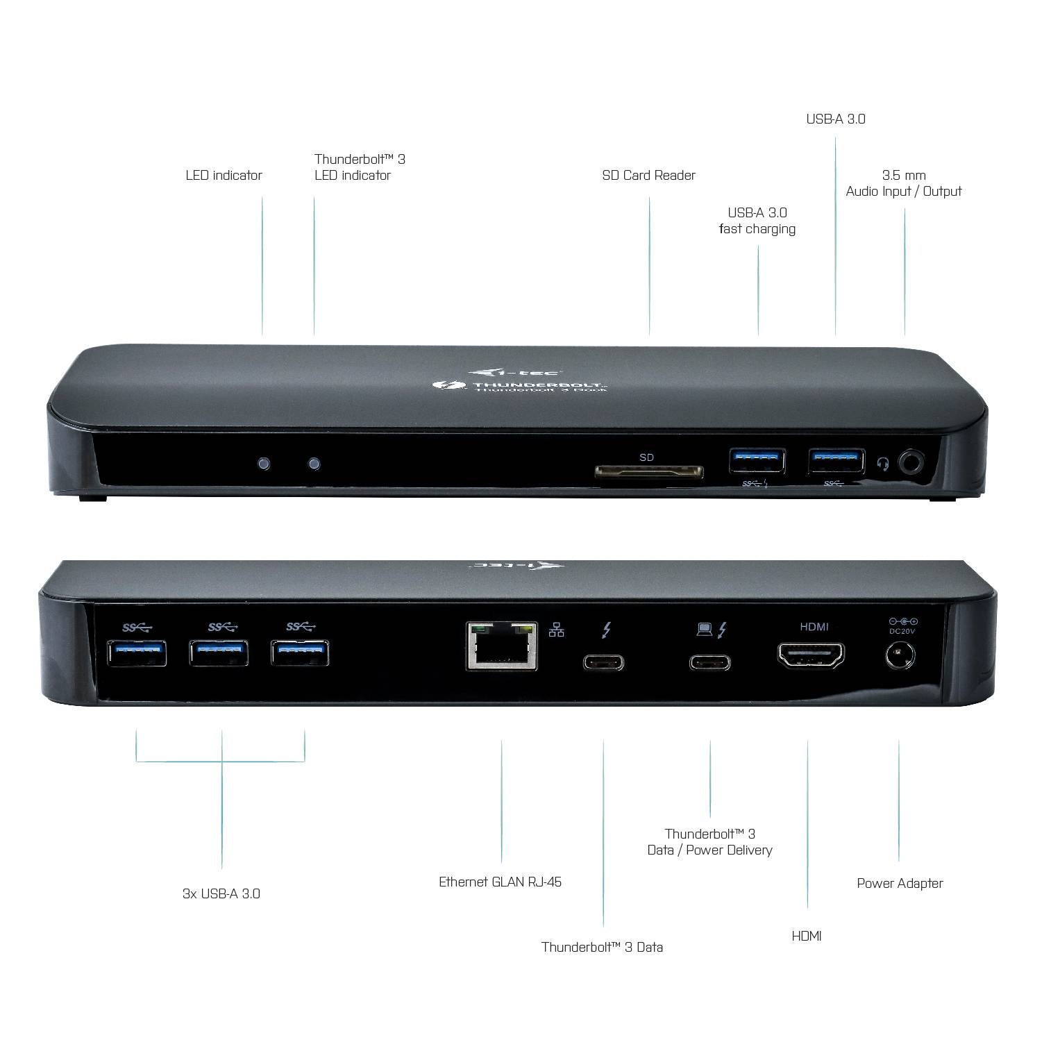 Rca Informatique - image du produit : I-TEC TB3 3X LCD DOCKING STAT TRIPLE DISPLAY WITH PD 96W