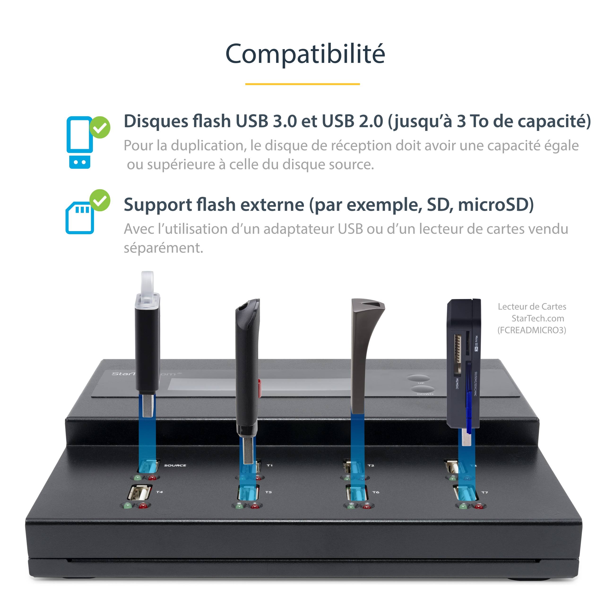 Rca Informatique - image du produit : 1:7 STANDALONE USB DUPLICATOR / ERASER -FLASH DRIVES