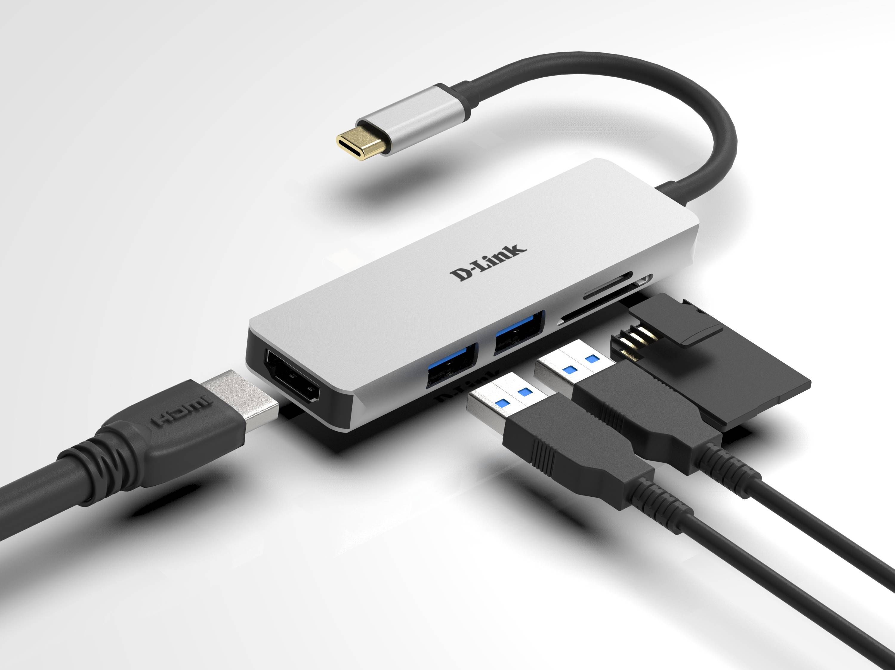 Rca Informatique - image du produit : 5-IN-1 USB-C HUB WITH HDMI AND SD/MICROSD CARD READER
