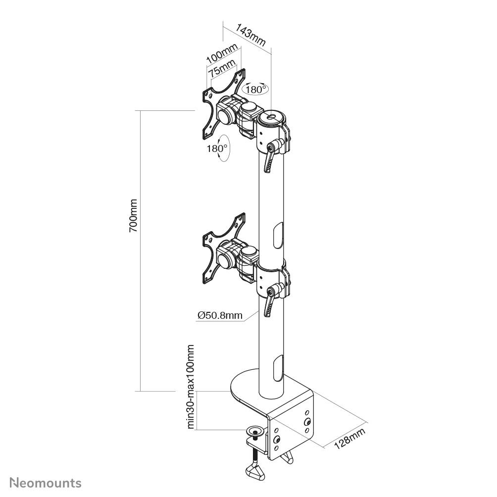 Rca Informatique - image du produit : NEWSTAR FLAT SCREEN DESK MOUNT CLAMP HIGH CAPACITY