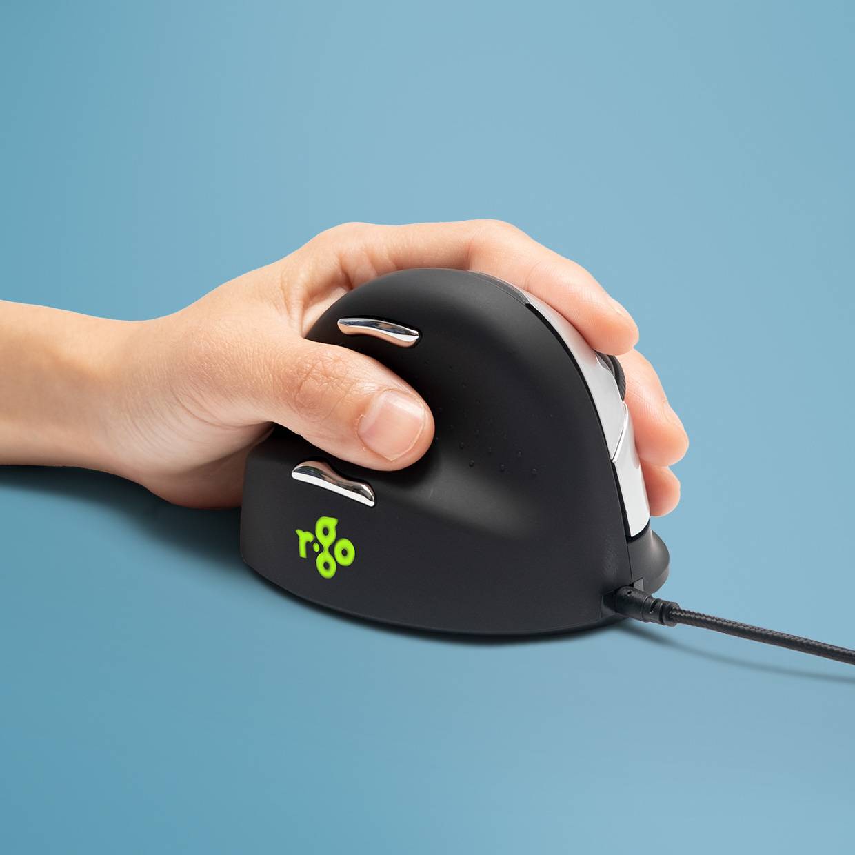 Rca Informatique - Image du produit : R-GO HE MOUSE ERGONOMIC BIG LEFT HANDED CABLED