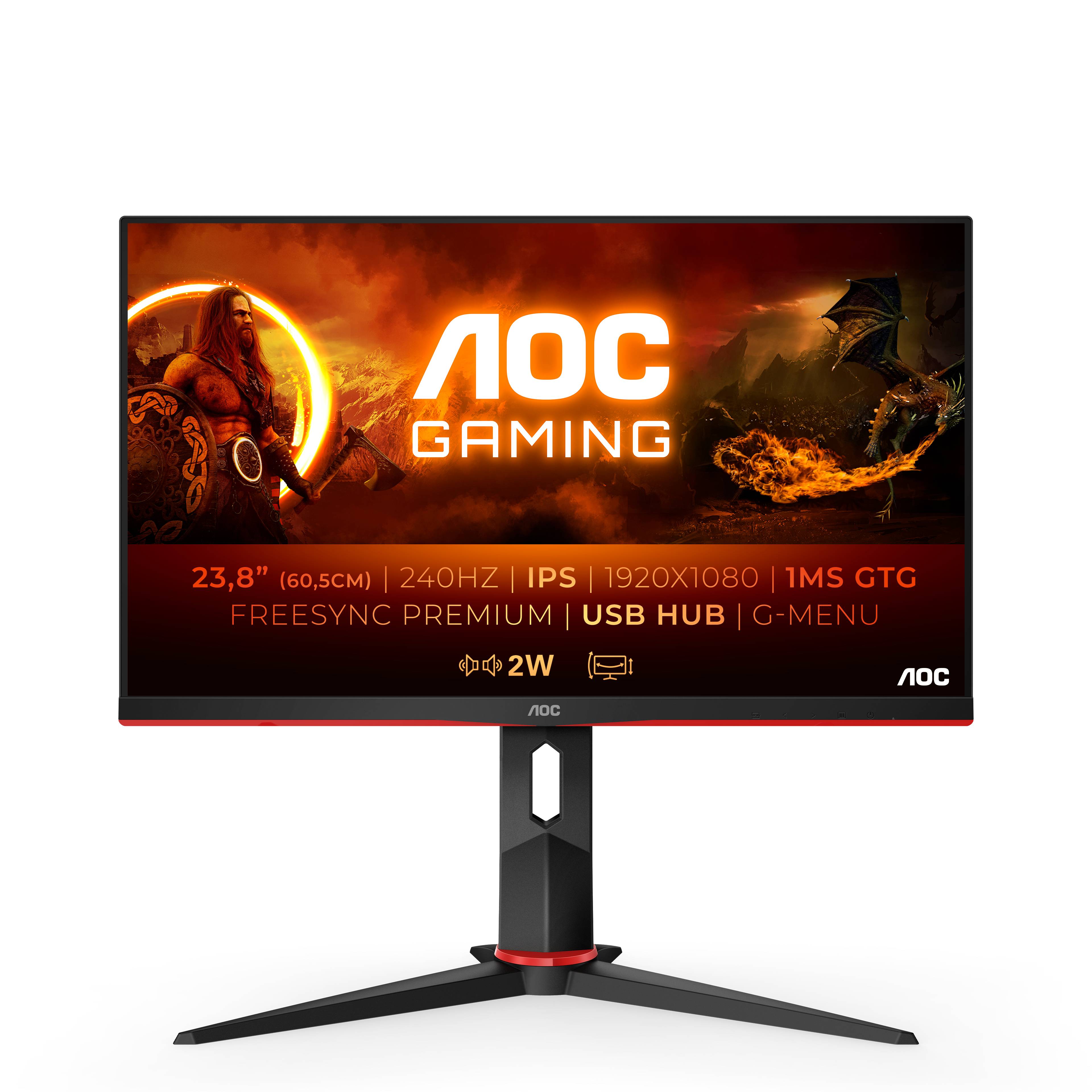 Rca Informatique - image du produit : 24G2ZU/BK 23.8IN IPS FHD 240HZ 350CD/1MS/2HDMI/DP/4USB 3.2/HAS