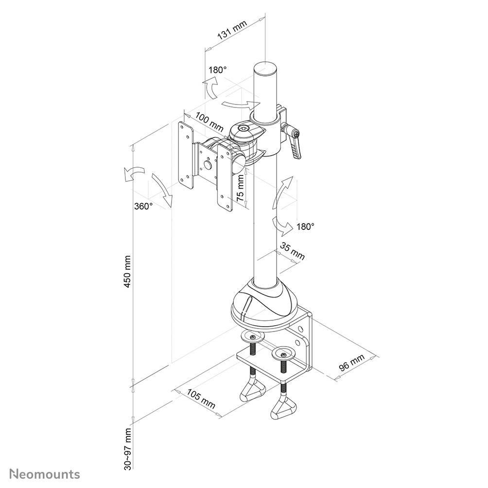 Rca Informatique - image du produit : SUPPORT BUREAU ECRAN PLAT MAX 26IN 1 PT DE FLEXION