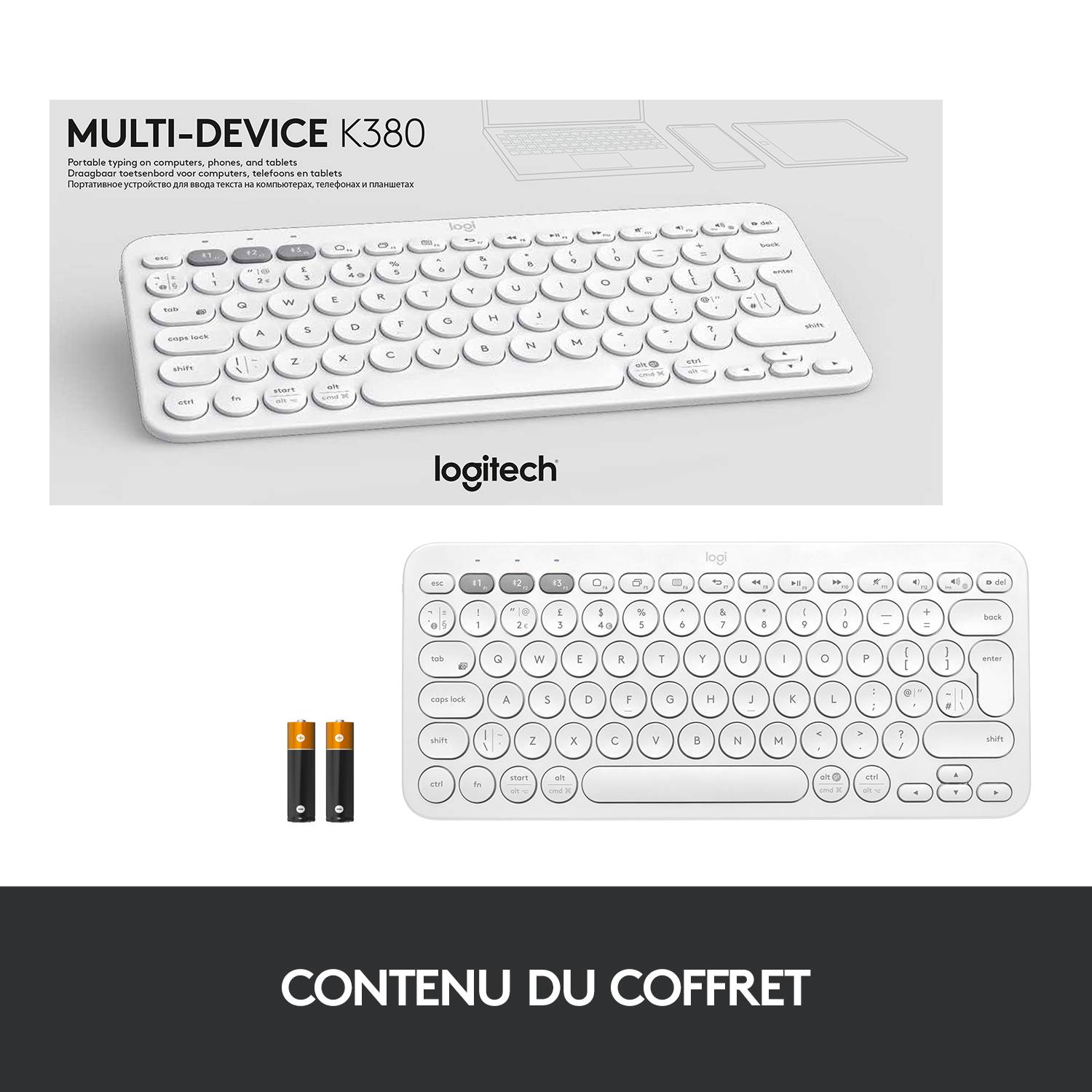 Rca Informatique - image du produit : K380 MULTI-DEVICE BLUETO. KEYB OFFWHITE FRA CENTRAL