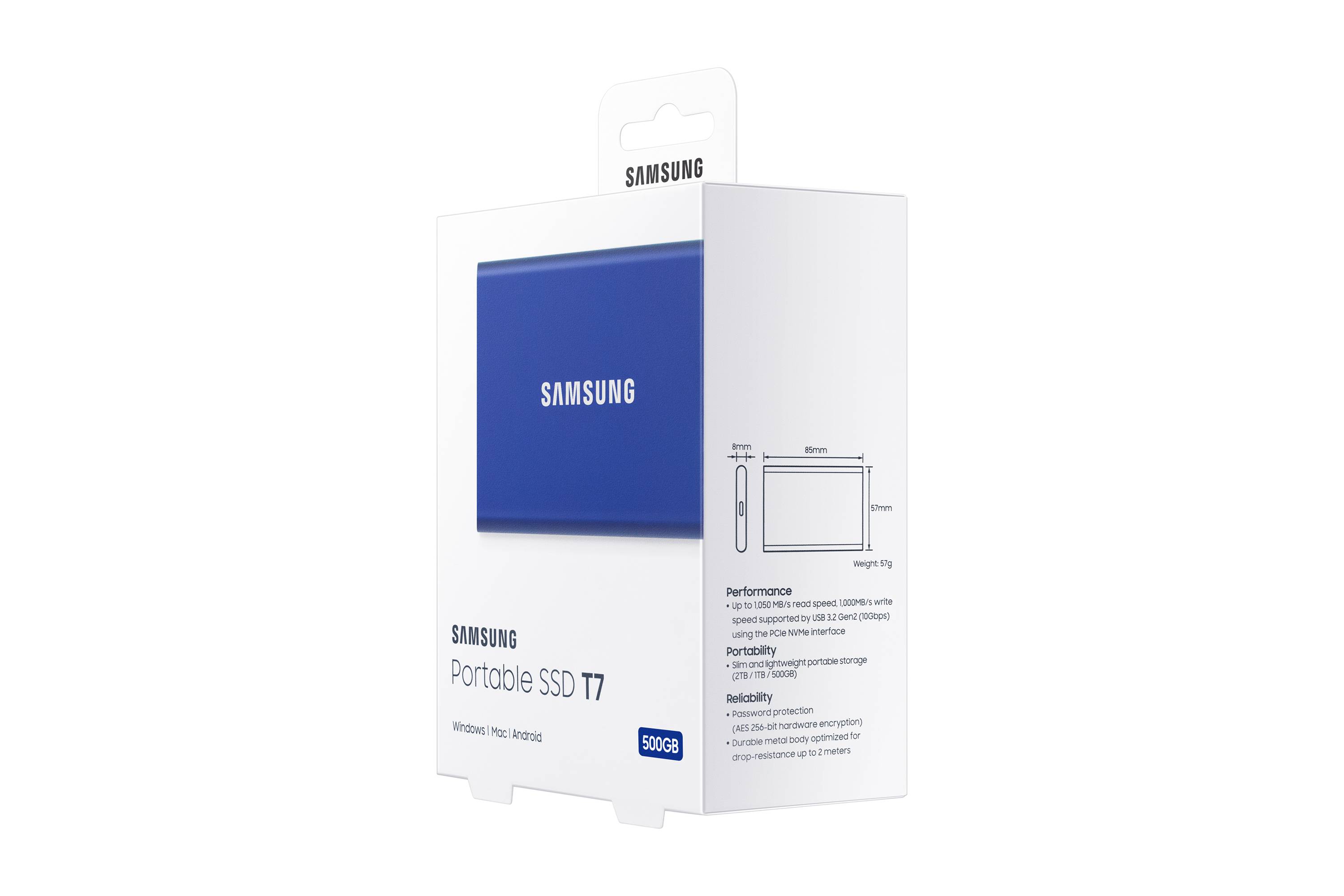 Rca Informatique - image du produit : SSD PORTABLE T7 500GB USB 3.2 INDIGO BLUE