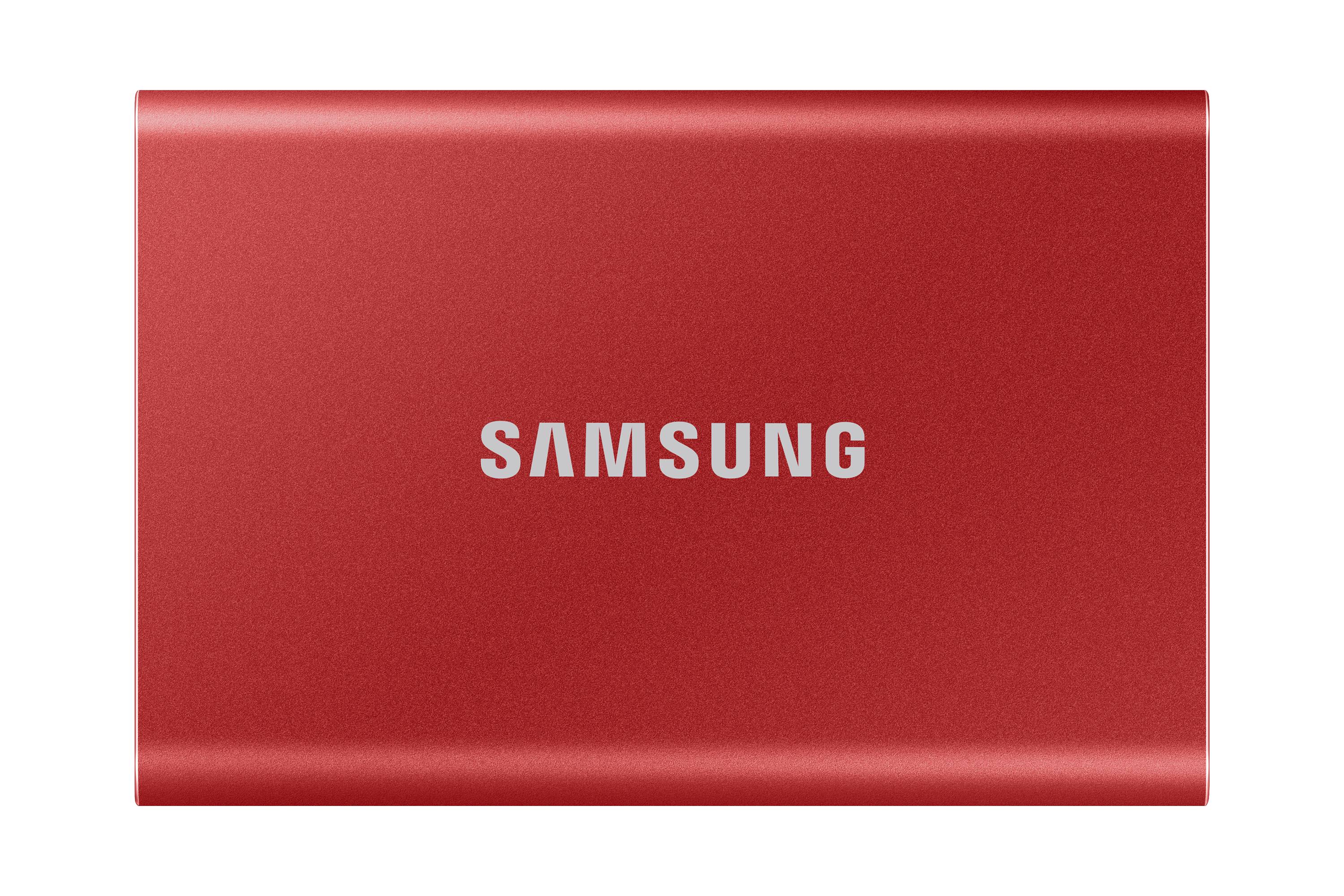 Rca Informatique - Image du produit : SSD PORTABLE T7 2TB USB 3.2 METALLIC RED