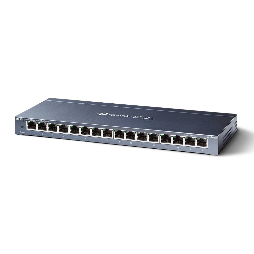 Rca Informatique - image du produit : 16-PORT GIGABIT DESKTOP SWITCH 16 GIGABIT RJ45 PORTS STEEL CASE