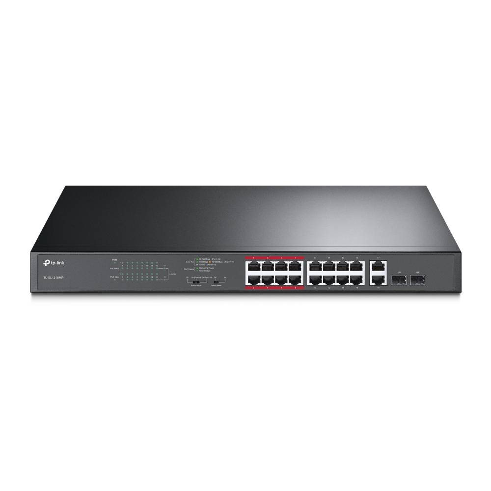 Rca Informatique - Image du produit : 16 POE+ 10/100MBPS RJ45P 2GB RJ45 PORTS AND 2 COMBO GB