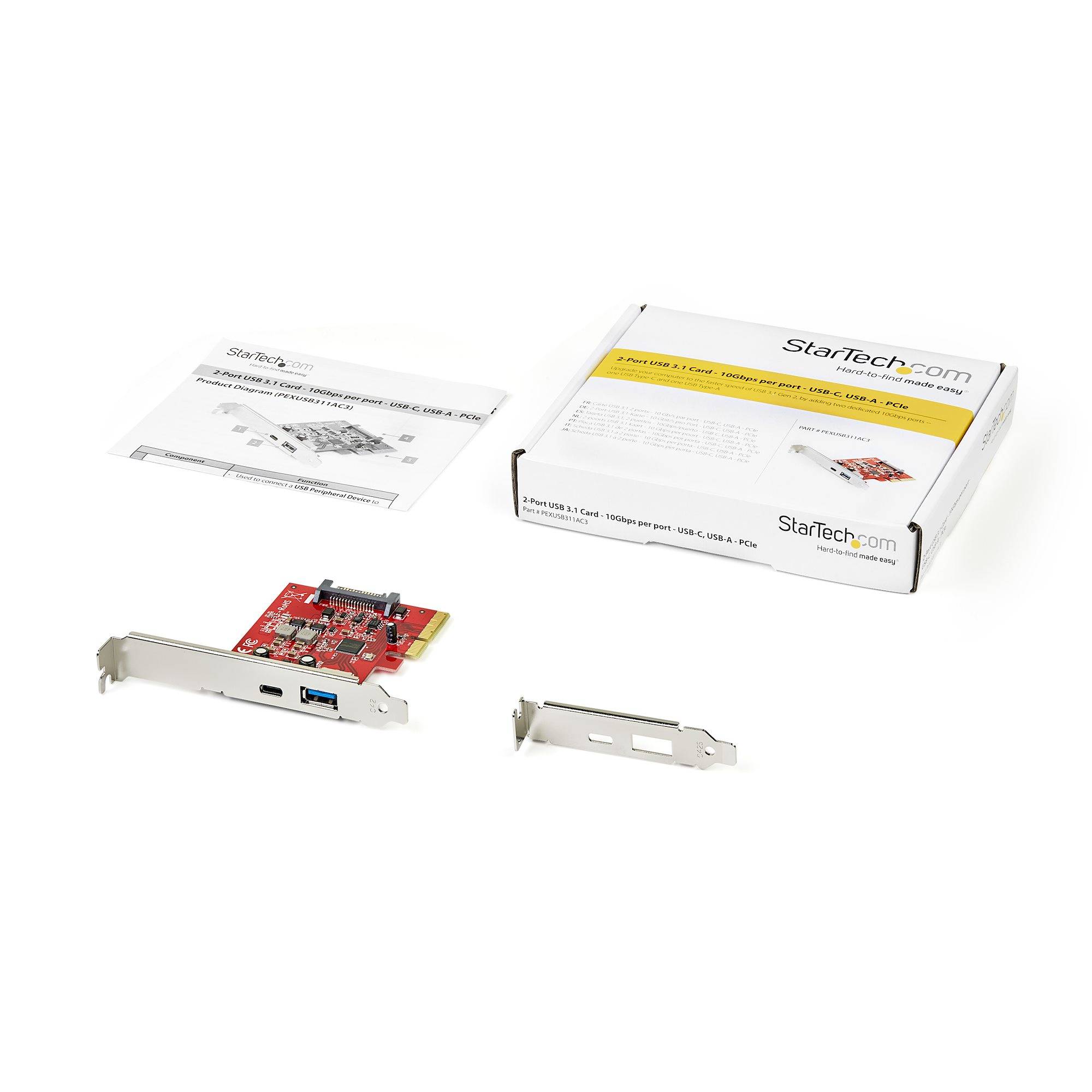 Rca Informatique - image du produit : 2-PORT 10GBPS USB-A/USB-C PCIE CARD USB 3.1 GEN 2 PCI EXPRESS