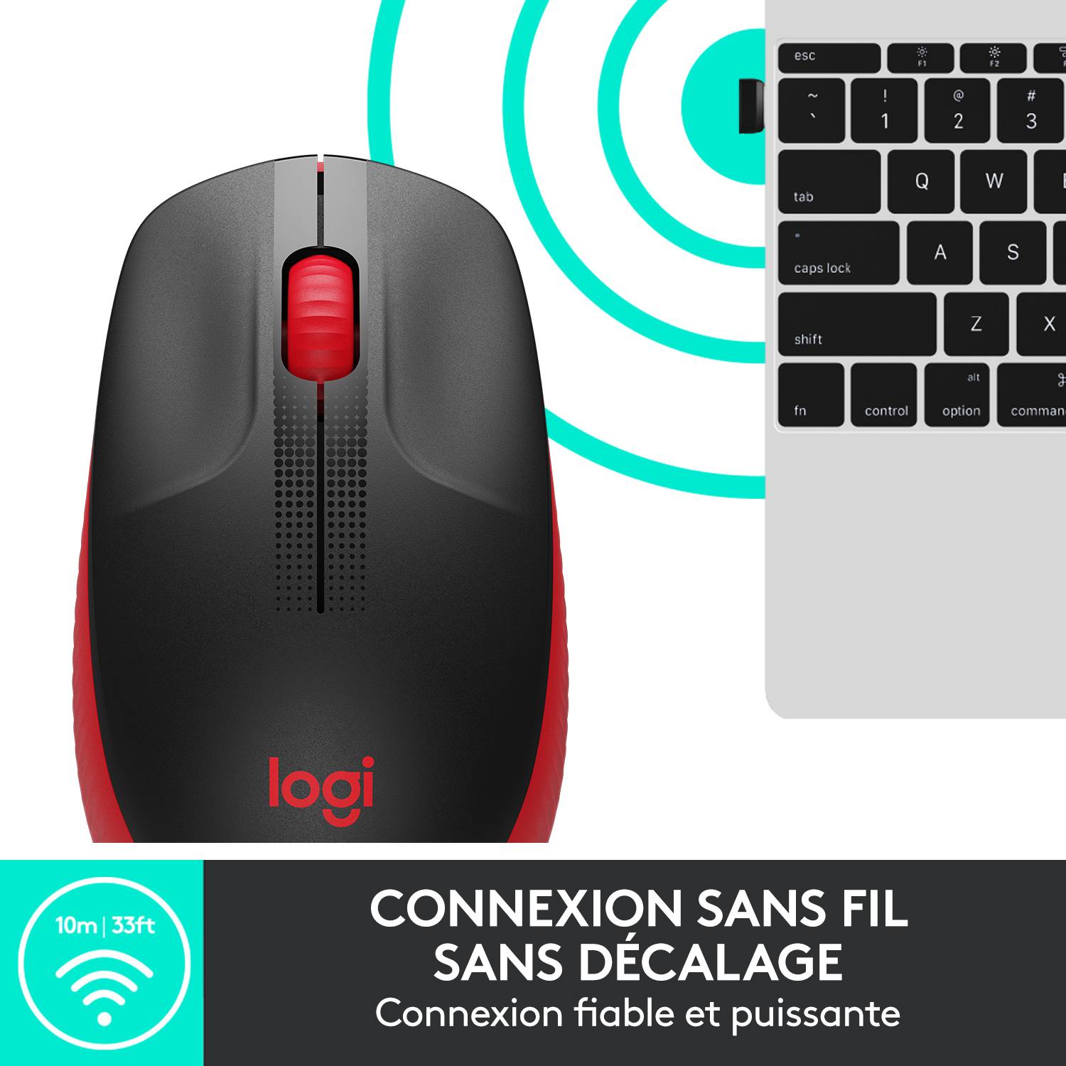 Rca Informatique - image du produit : M190 FULL-SIZE WIRELESS MOUSE RED EMEA