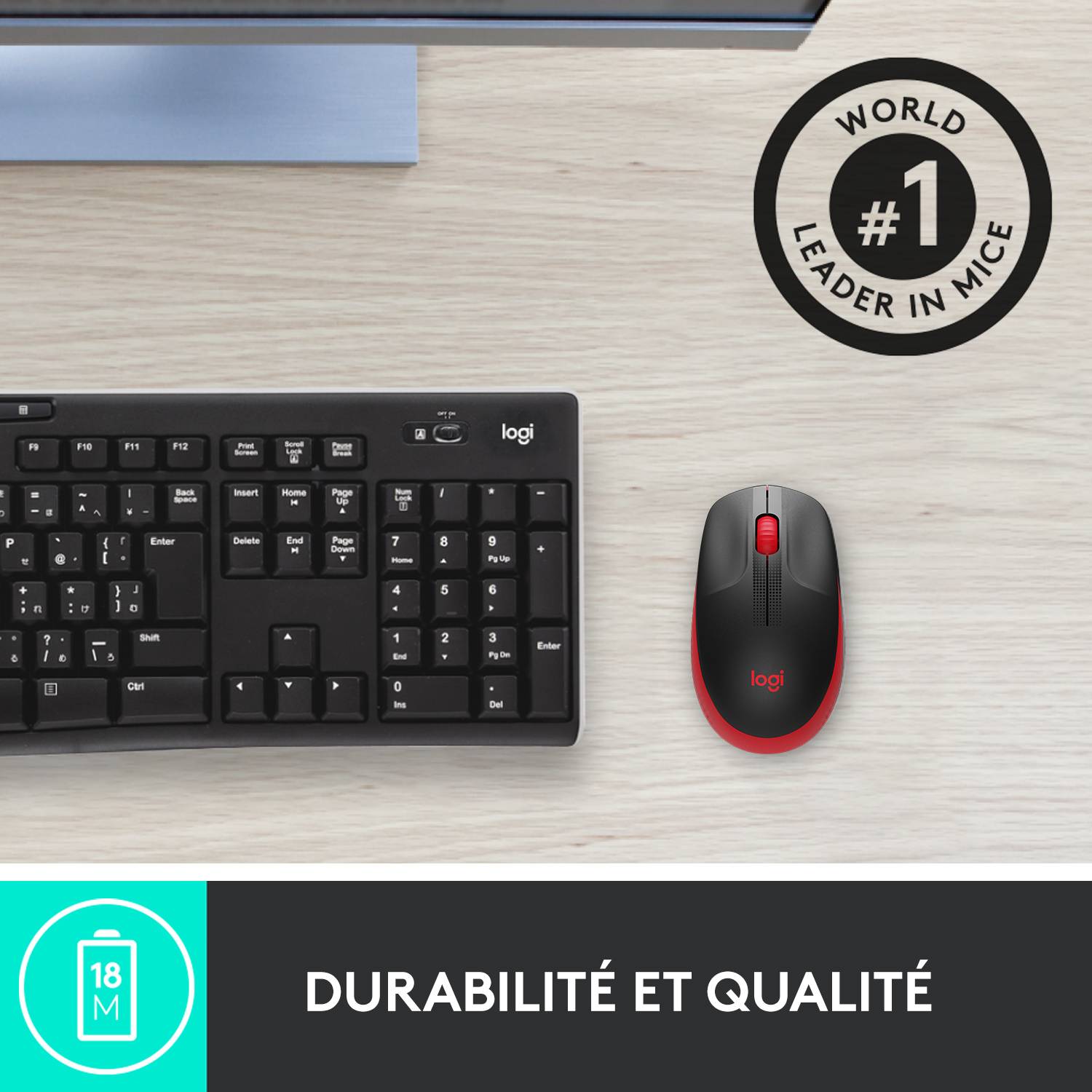 Rca Informatique - image du produit : M190 FULL-SIZE WIRELESS MOUSE RED EMEA