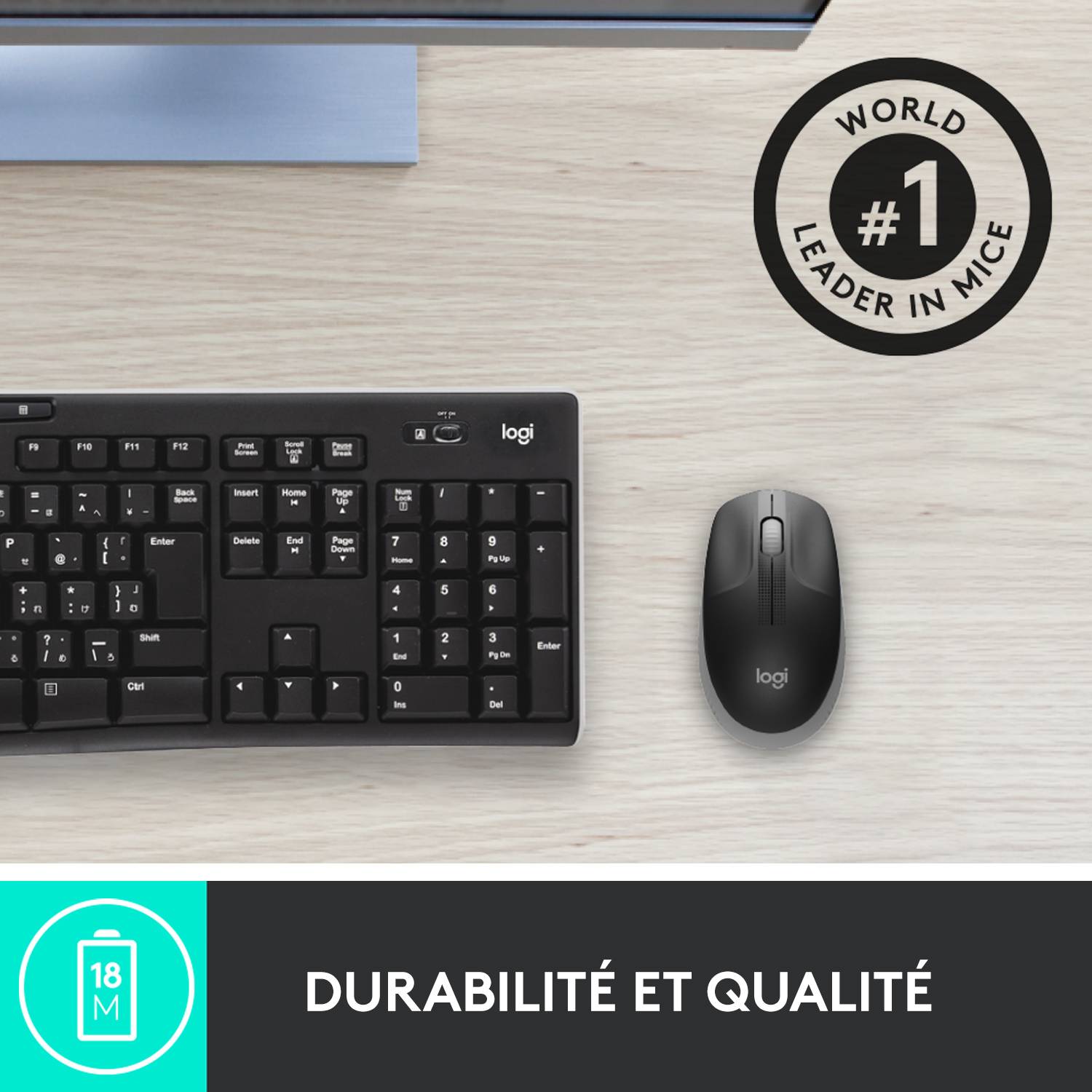 Rca Informatique - image du produit : M190 FULL-SIZE WIRELESS MOUSE MID GREY EMEA