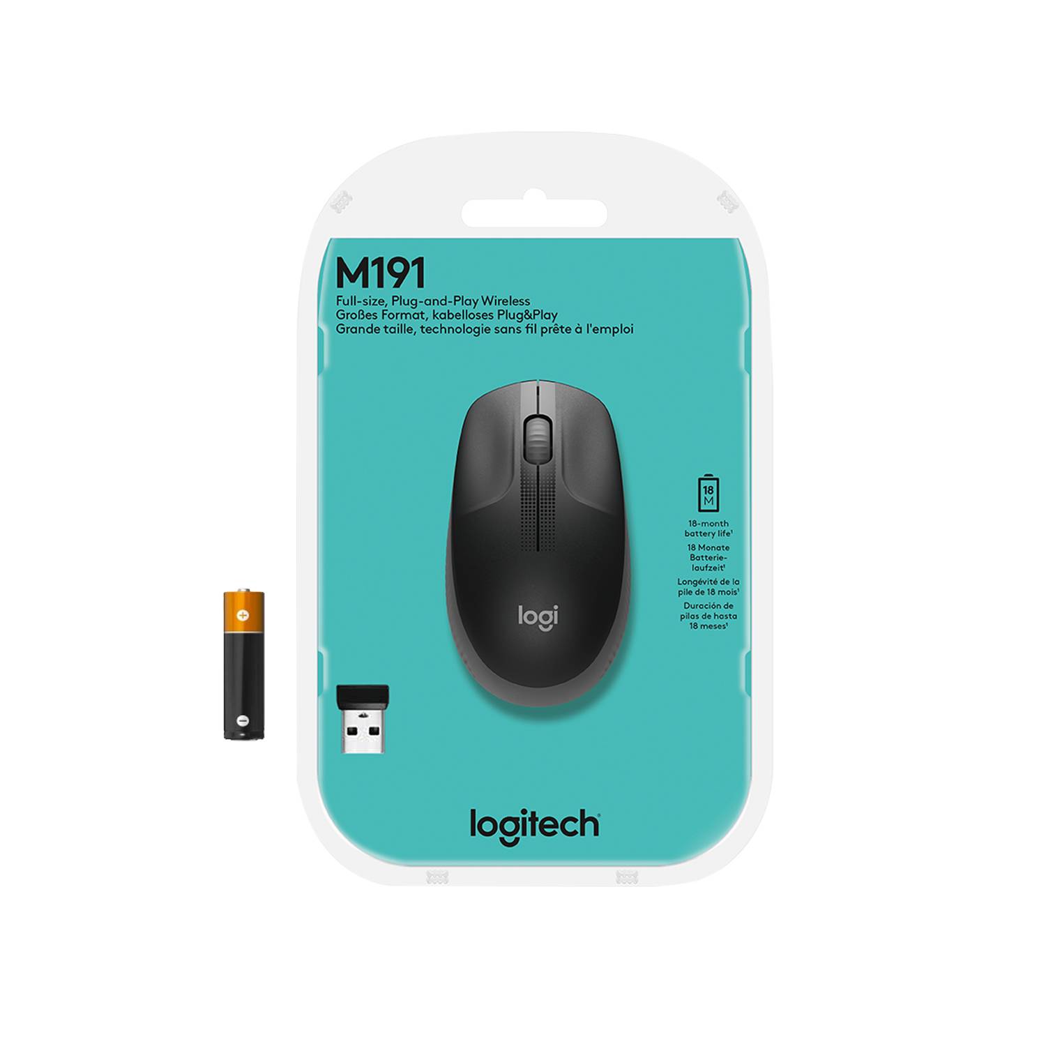 Rca Informatique - image du produit : M190 FULL-SIZE WIRELESS MOUSE MID GREY EMEA