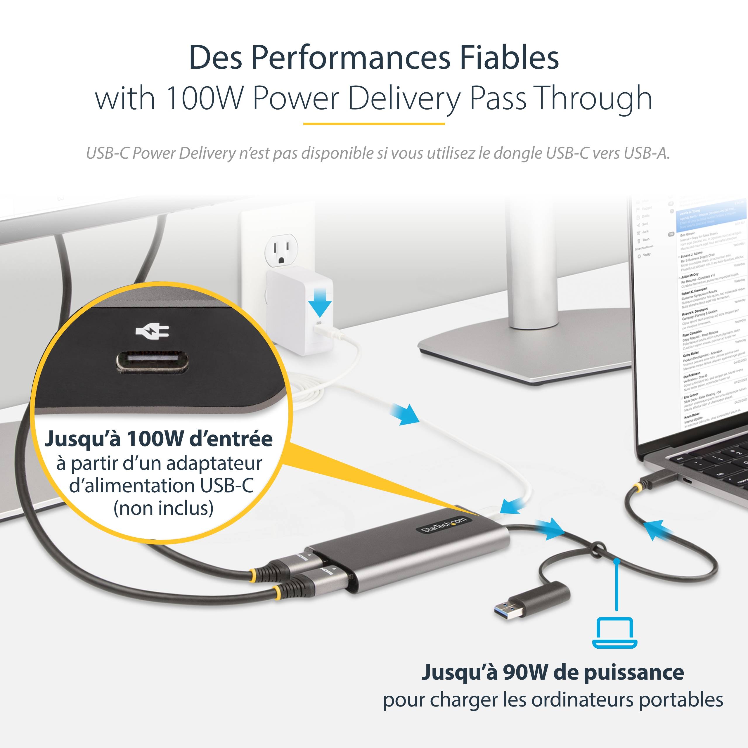 Rca Informatique - image du produit : USB-C TO DUAL-HDMI ADAPTER - USB TO HDMI CONVERTER 4K 60HZ PD