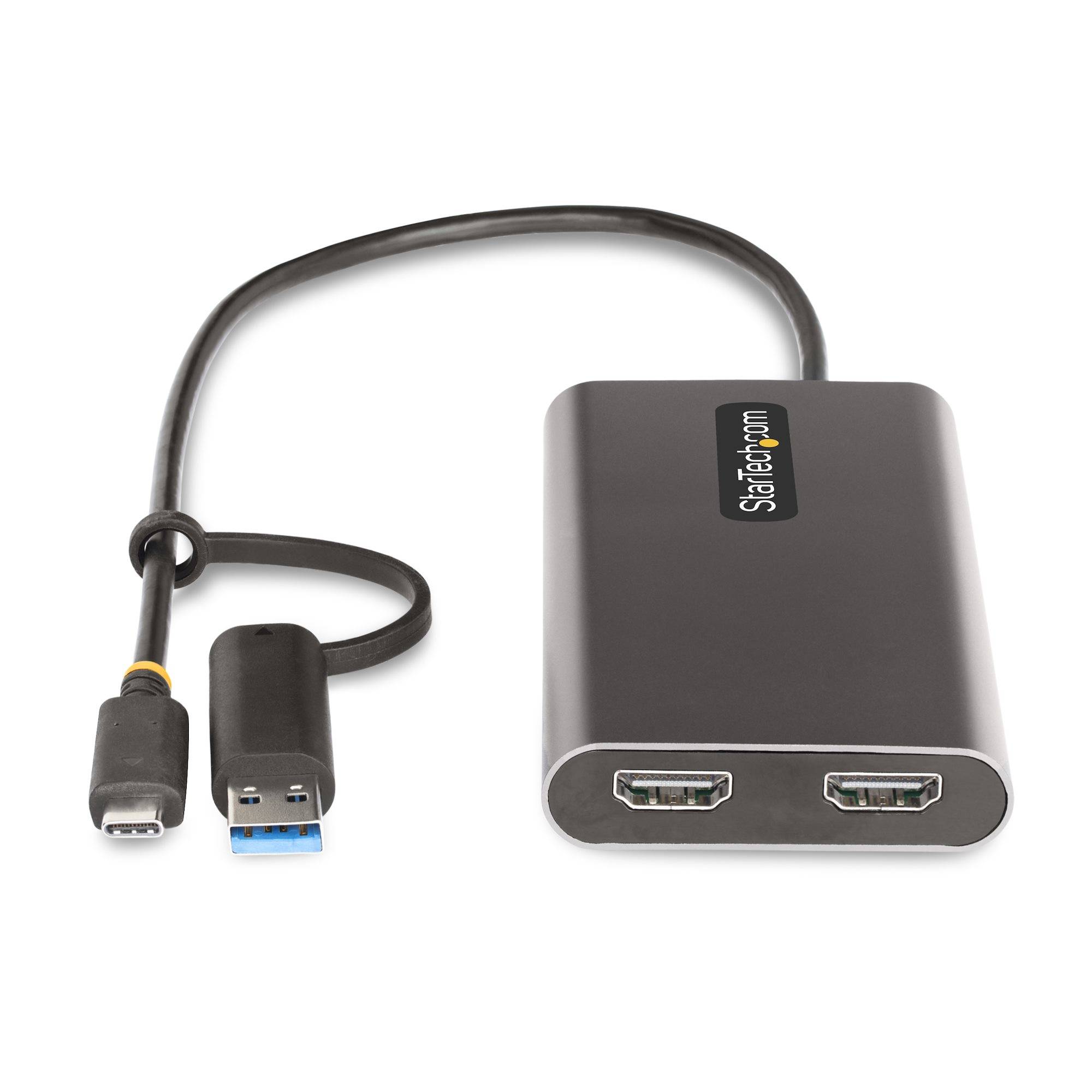 Rca Informatique - image du produit : USB-C TO DUAL-HDMI ADAPTER - USB TO HDMI CONVERTER 4K 60HZ PD