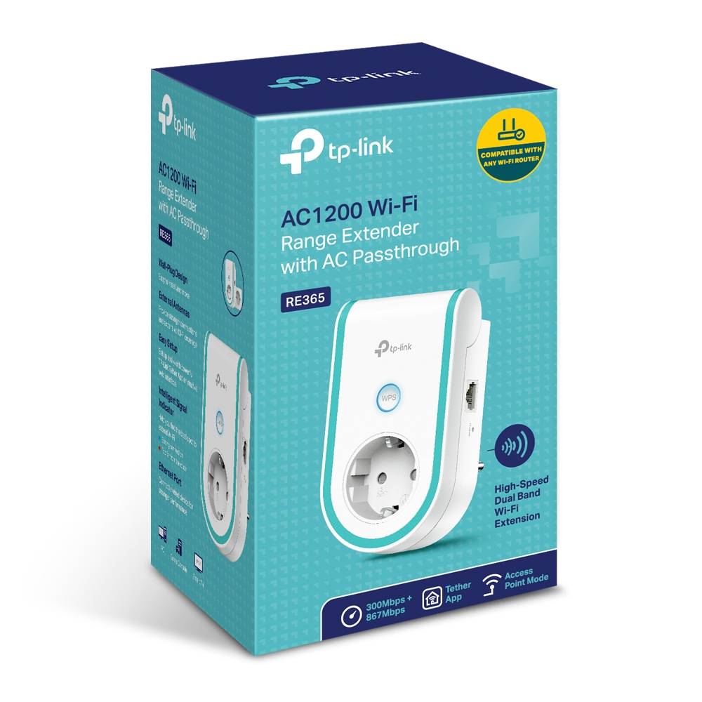 Rca Informatique - image du produit : AC1200 WI-FI RANGE EXTENDER WALL PLUGGED AC-PASSTHROUGH