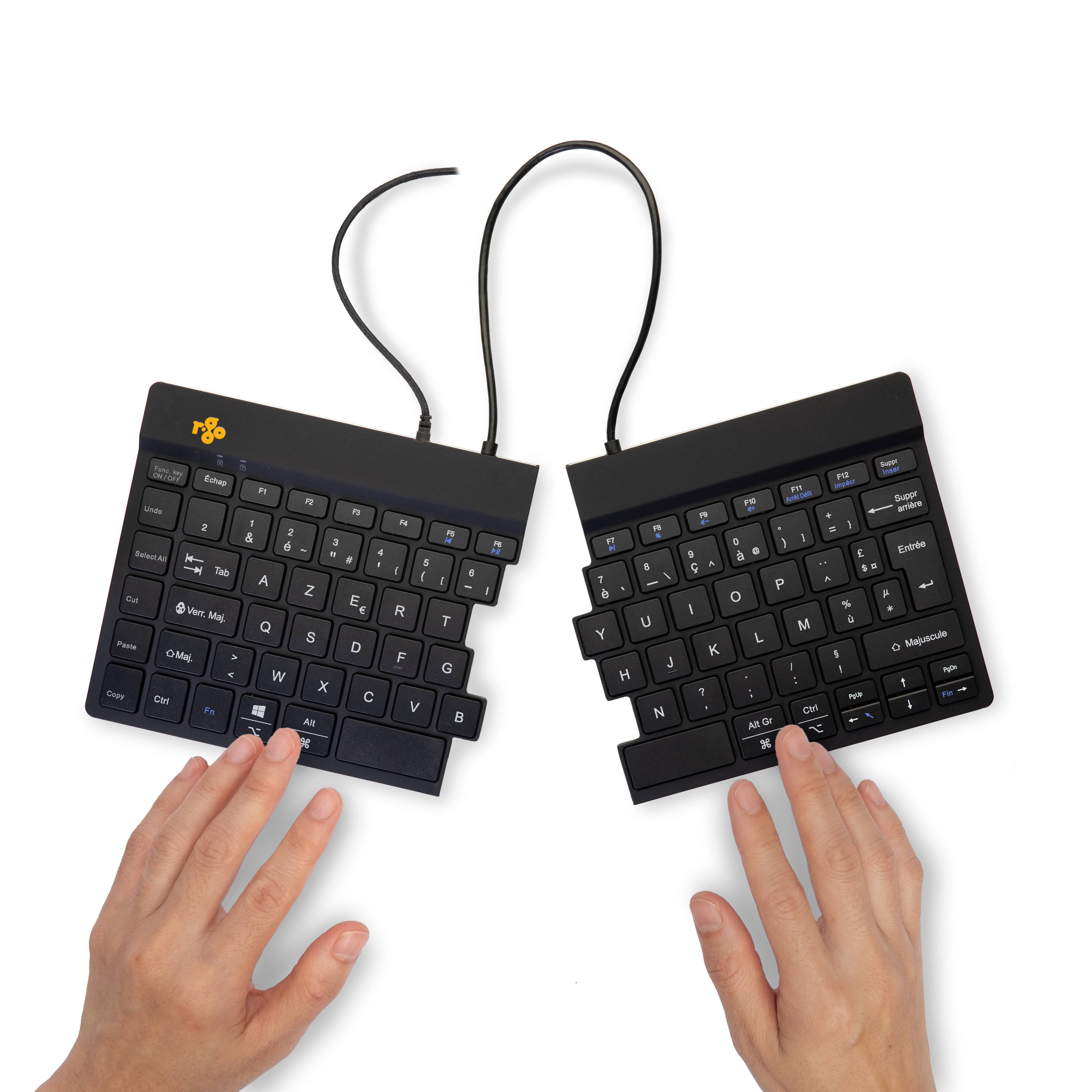 Rca Informatique - image du produit : R-GO SPLIT ERGONOMIC KEYBOARD FR LAYOUT AZERTY BLK WIRED