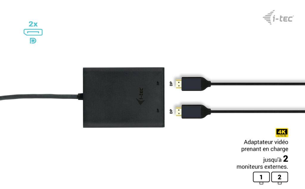 Rca Informatique - image du produit : USB-C DUAL 4K/60HZ (SINGLE 8K/30HZ) DP VIDEO ADAPTER