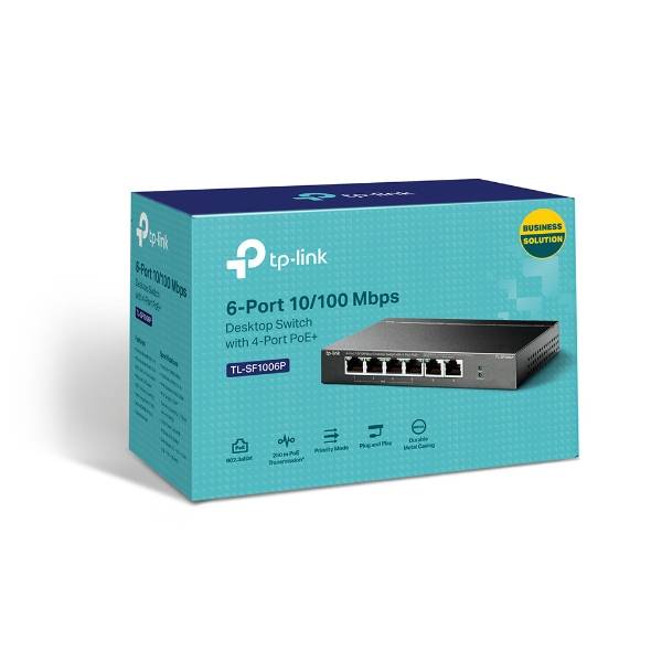 Rca Informatique - image du produit : 6-PORT 10/100 MBPS DESKTOP SWITCH WITH 4-PORT POE+