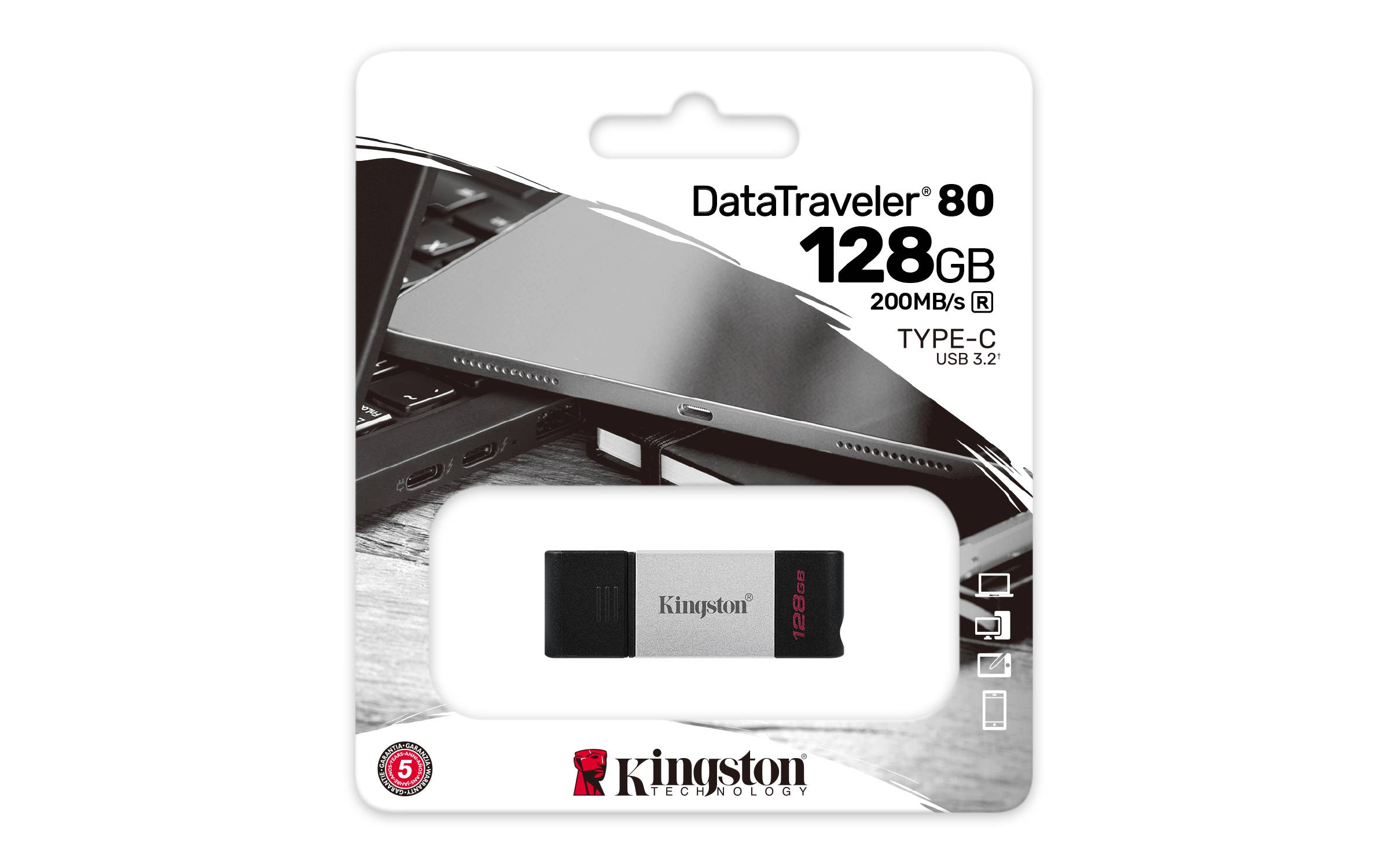 Rca Informatique - image du produit : 128GB USB-C 3.2 DATATRAVELER 80 GEN 1