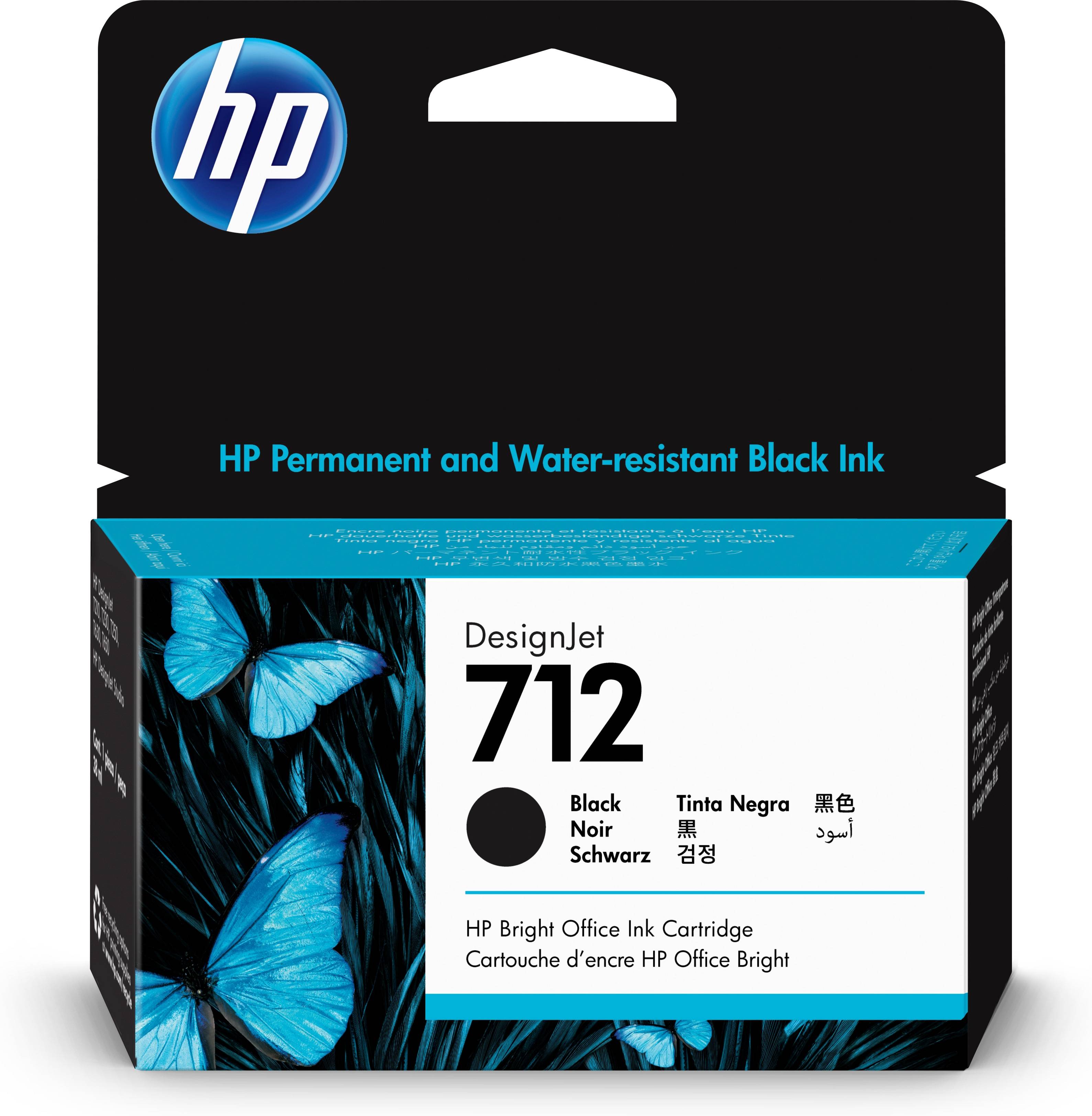 Rca Informatique - Image du produit : HP 712 38-ML BLACK DESIGNJET INK CARTRIDGE